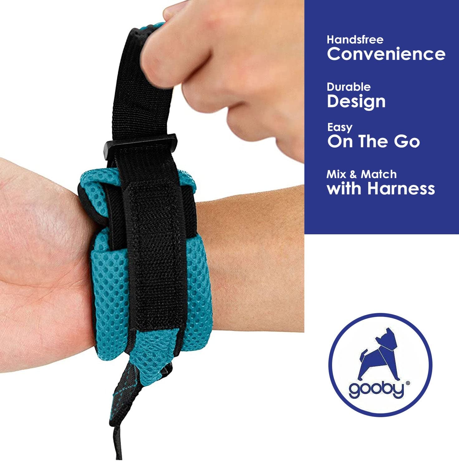 Gooby Soft Mesh Wrist Band Surfer Leash - Turquoise, 6 Ft - Comfortable Hands Free Leash With Elastic Band For Small, Medium And Large Dogs
