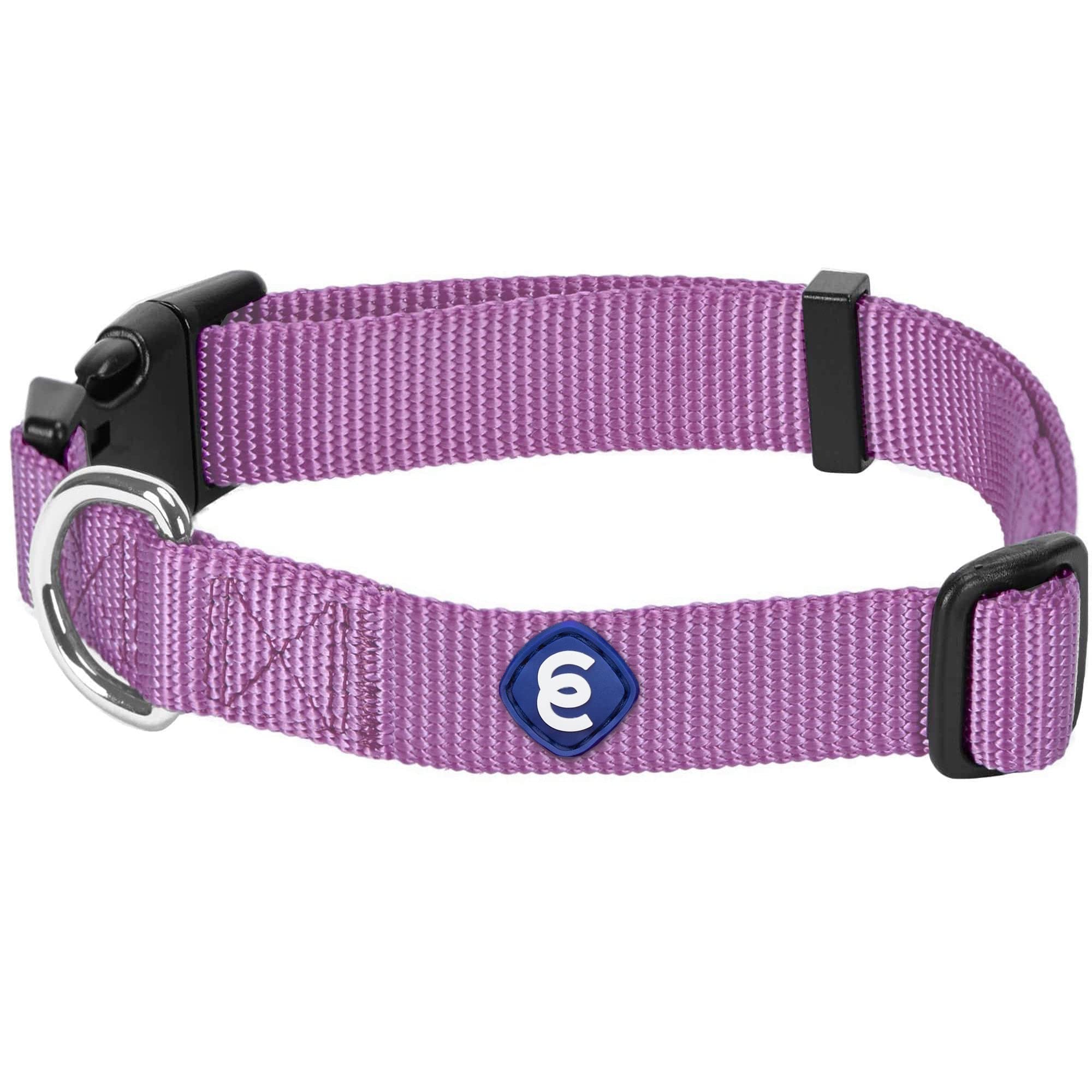 Blueberry Pet Essentials Matching Medium Dog Collar | Adjustable Classic Solid Color Nylon Dog Collars For Medium Dogs | Purple 