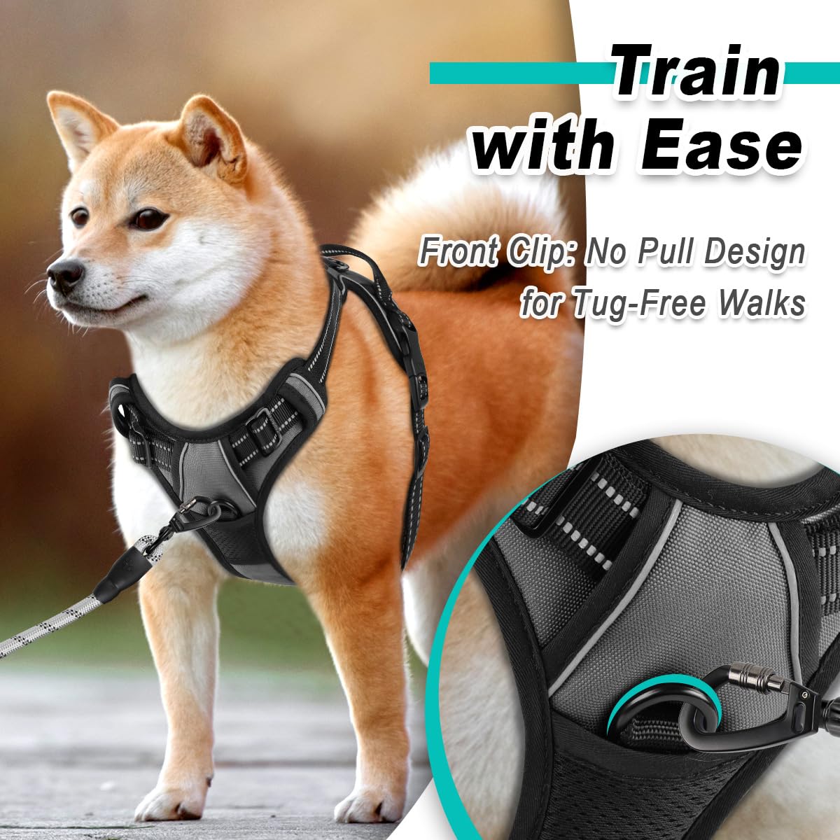Barkbay Dog Harness No Pull For Large Dogs - Adjustable, Reflective, Comfortable, No Choke, Heavy-Duty - Perfect For Outdoor Tra