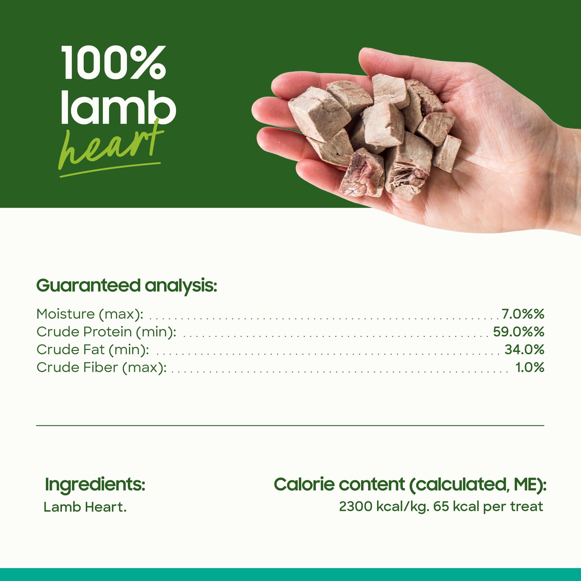 smallbatch Pets Premium Freeze-Dried Lamb Heart Treats for Dogs and Cats, 3.5 oz, Made and Sourced in The USA, Single Ingredient