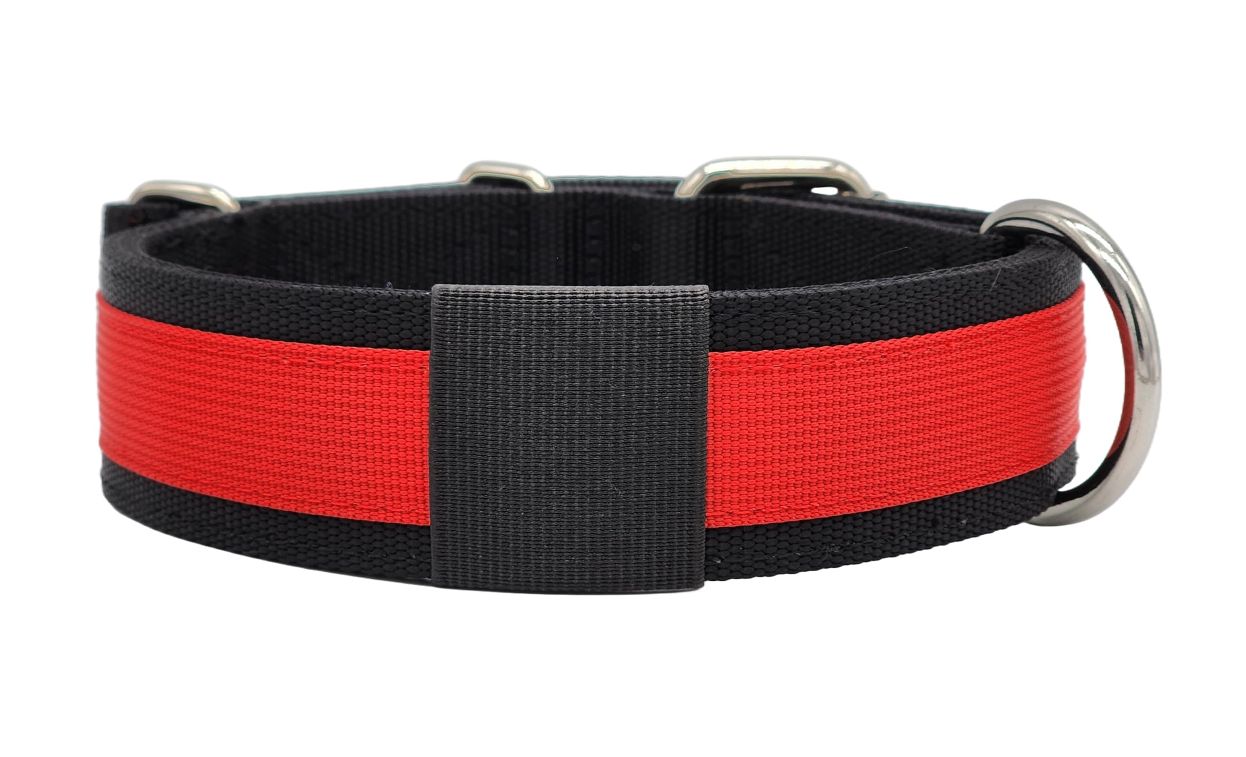 Canine Athletes 1.5'' Pro-Hd 5-Ply Heavy Duty Working Dog Collar Extra Strength Durable (Black/Red, Medium)
