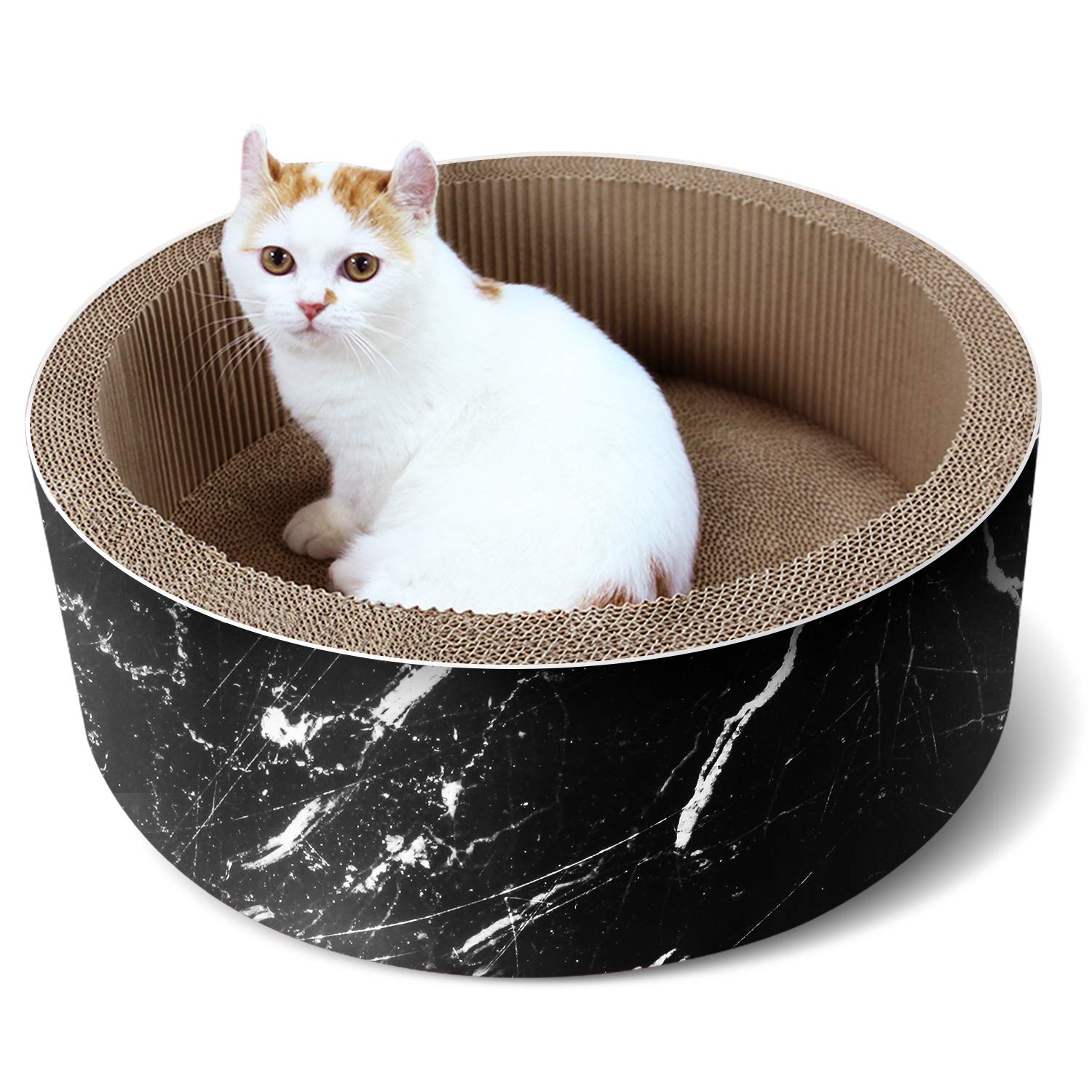 Scratchme Cat Scratcher Post & Board, Round Cat Scratching Lounge Bed, Durable Pad Prevents Furniture Damage, 17.32'' X 17.32''X