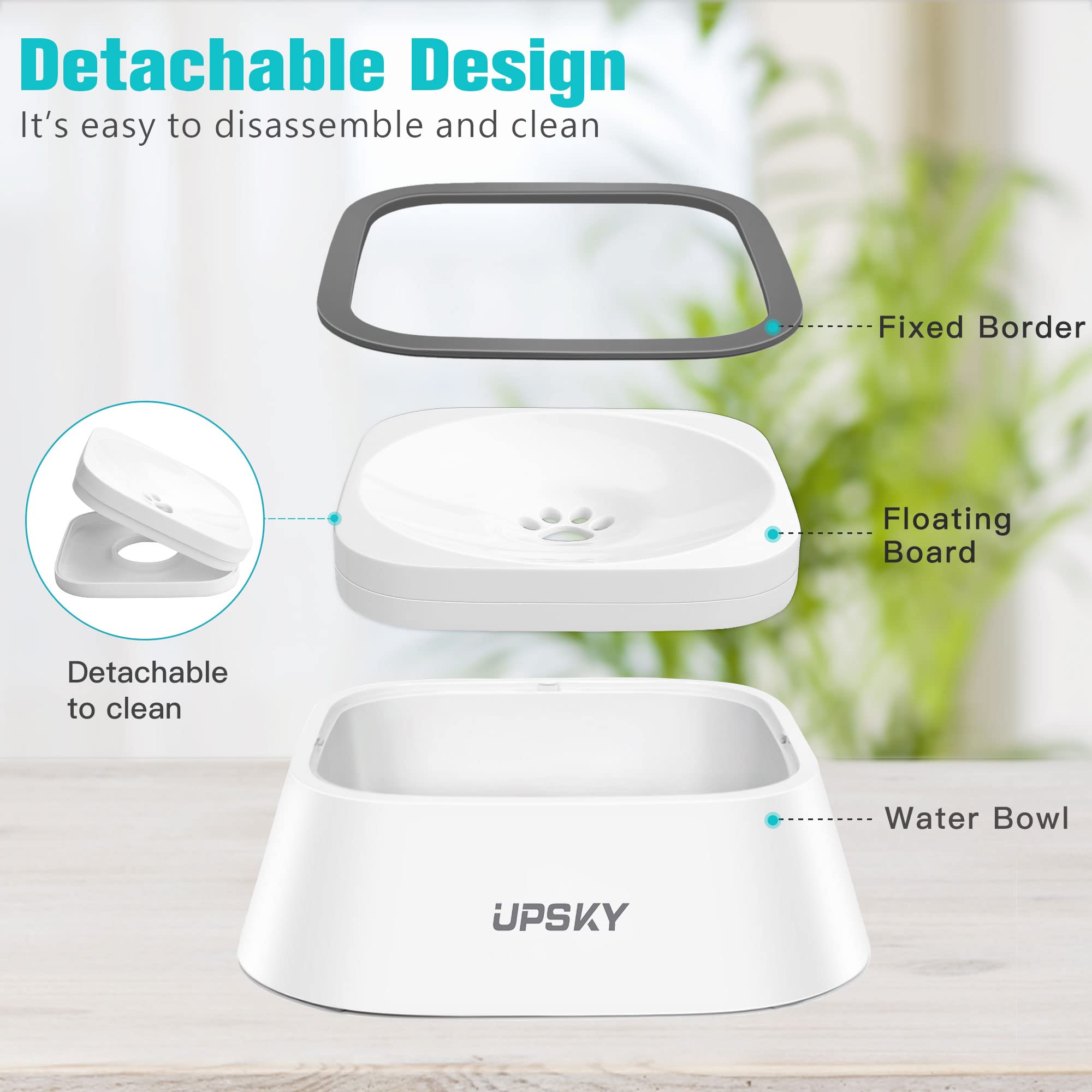 Upsky No-Slip Slow Drinking Bowl For Dogs And Cats - 35Oz No Spill, No Drip Pet Water Dispenser