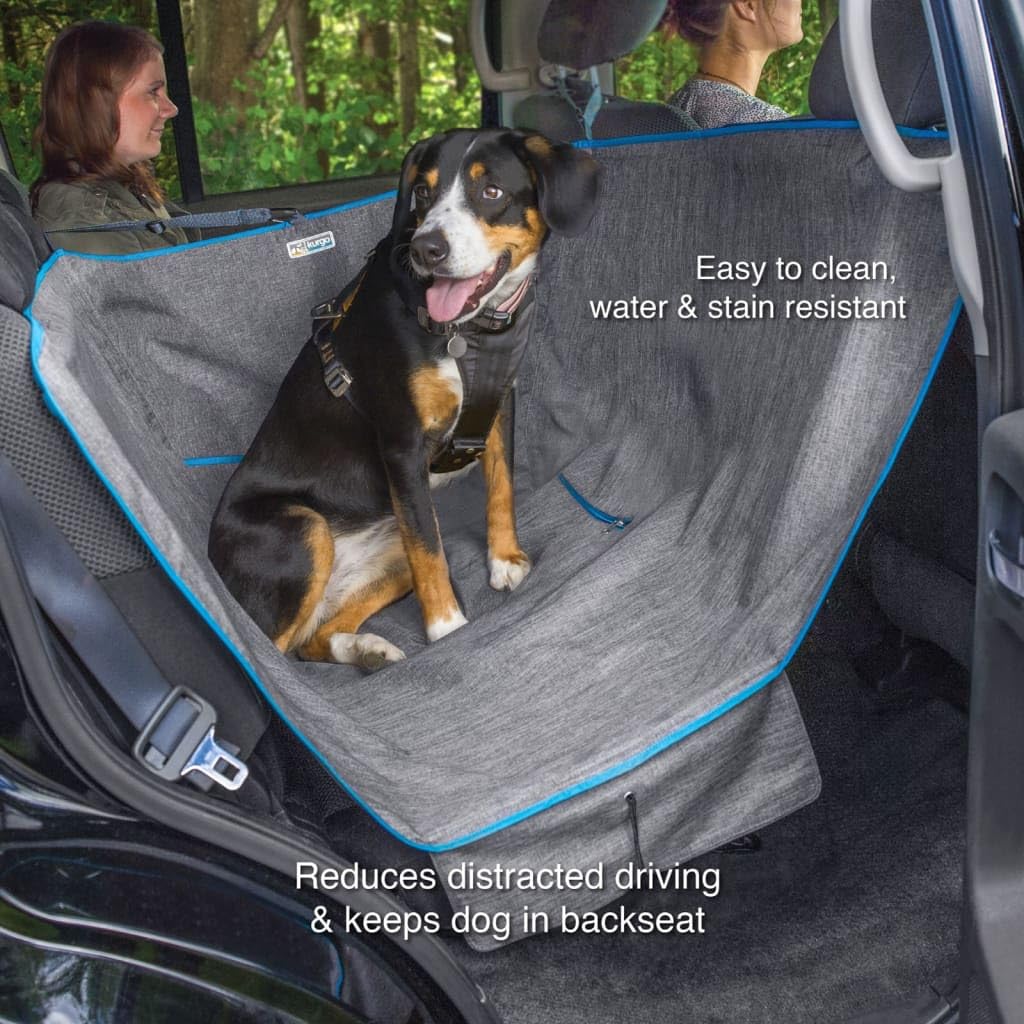 Kurgo Heather Half Hammock, Half Car Seat Cover For Pets, Car Hammocks For Dogs, Water-Resistant, 27.5' Wide (Heather Grey)