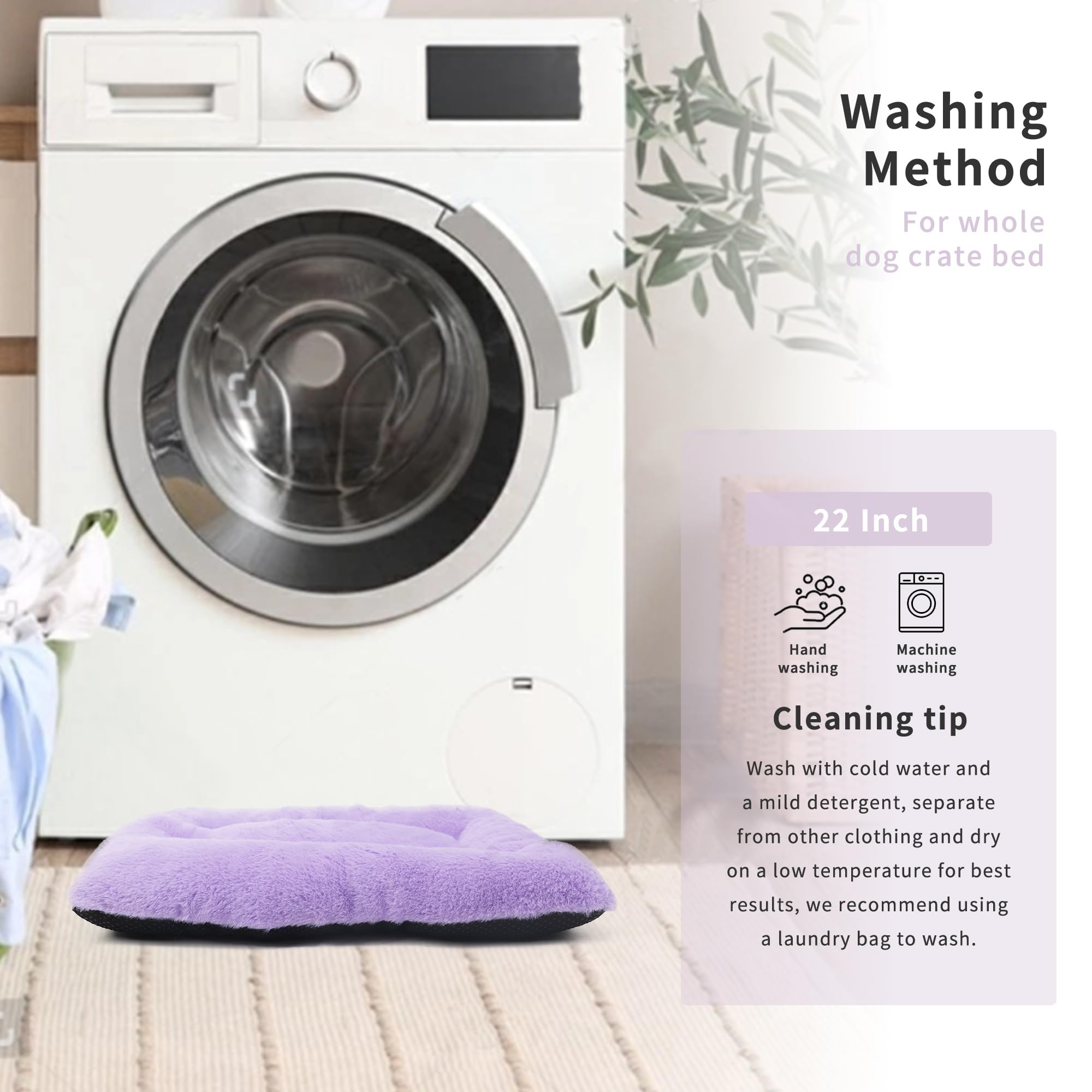 Extra Small Dog Bed For Crates 22 Inch Super Soft Plush Indoor Pet Bed For Dogs, Puppies, Cats, And Rabbits Purple