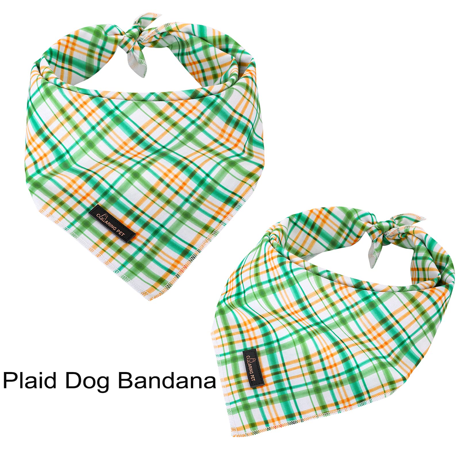 Aring Pet Dog Bandana - Cotton Green Plaid Triangle Bibs Scarf For Small To Large Boy & Girl Dogs And Cats