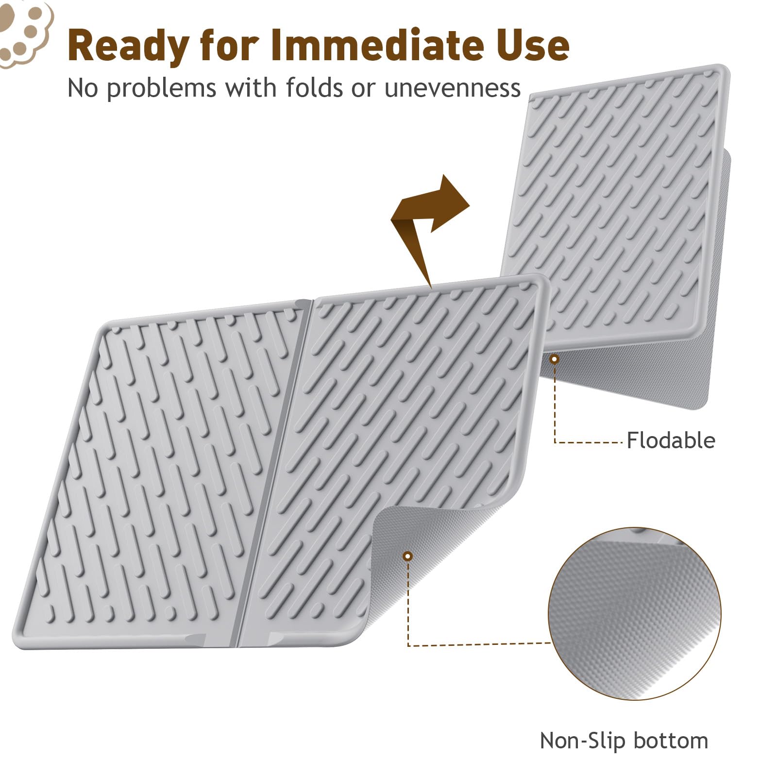 Kaxionage Cat Litter Mat With Grooves & Raised Edge,Urineproof/Waterproof,Litter Scattering Control,Easy To Clean (24 * 17In-Gre