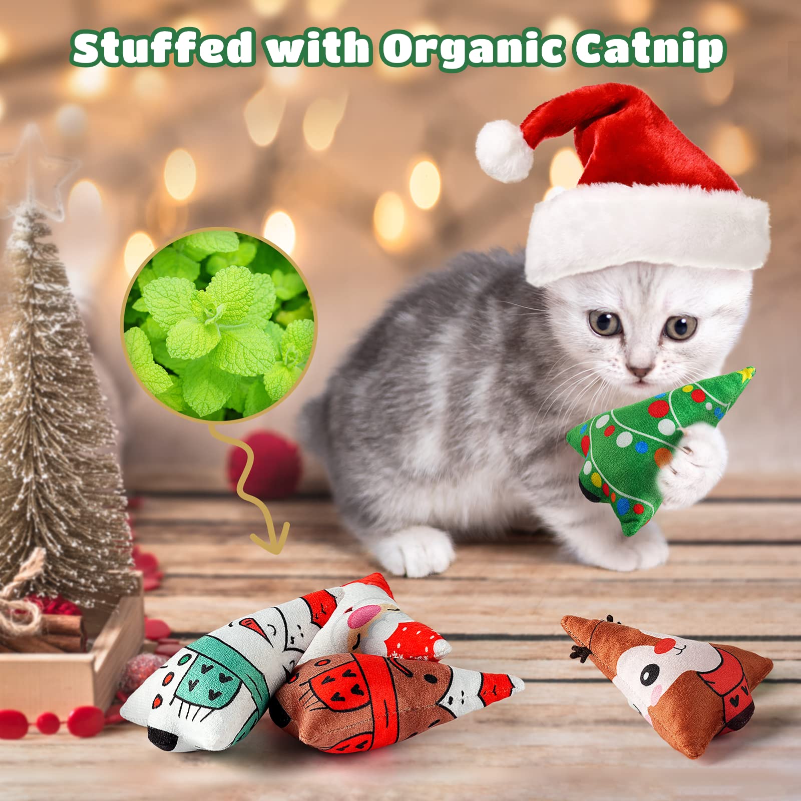 Christmas Catnip Toys Interactive Cats 5Pcs Cat Nip Toy/Kitten Chew Plush Gift/Best Play Kick Stuff/Kitty Stuffed Teething Pillo
