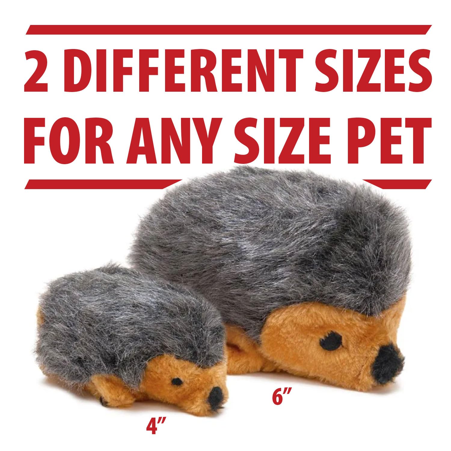 Jeffers Pet Plush Dog Toy With Squeaker, Hedgehog 6' - Soft Crinkle Fabric, Safe & Durable, Healthy Fun For Small & Medium Dogs