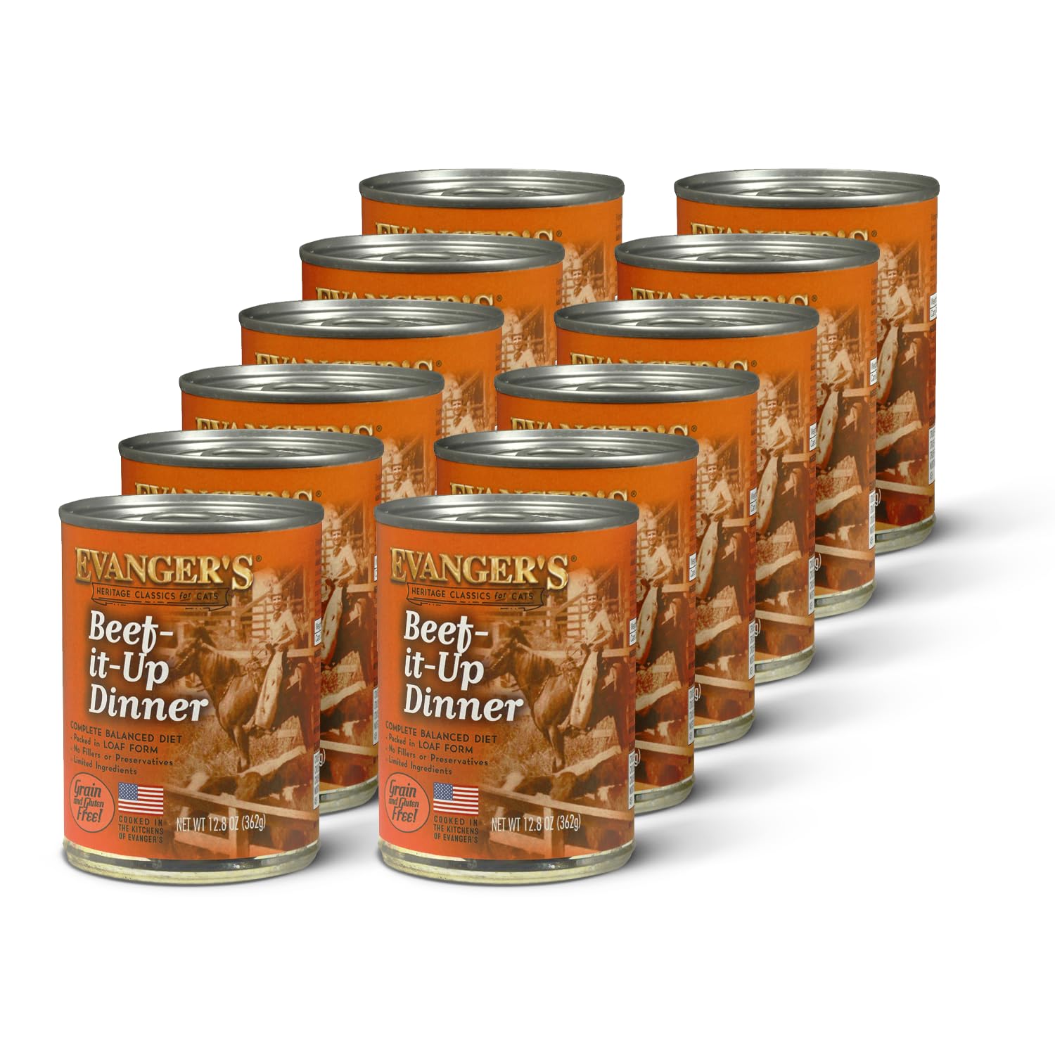 Evangers Heritage Classics Beef It Up for Cats - 12 Count, 12.5 oz Each - Market Fresh Beef, Grain Free, Limited Ingredients, T