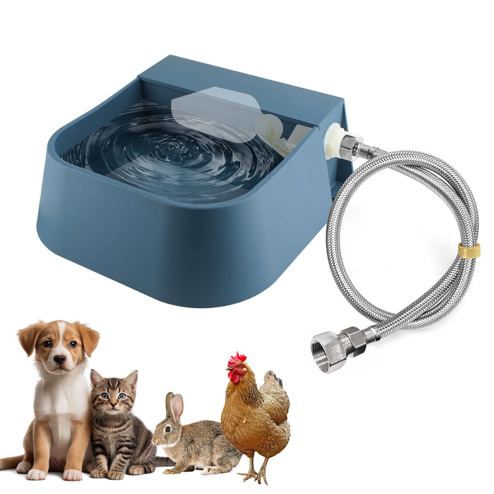 Billionchains Dog Automatic Water Bowl For 3/4    Ght Male Faucet, 2L Outdoor Auto Fill Water Dispenser With 5Ft Water Hose