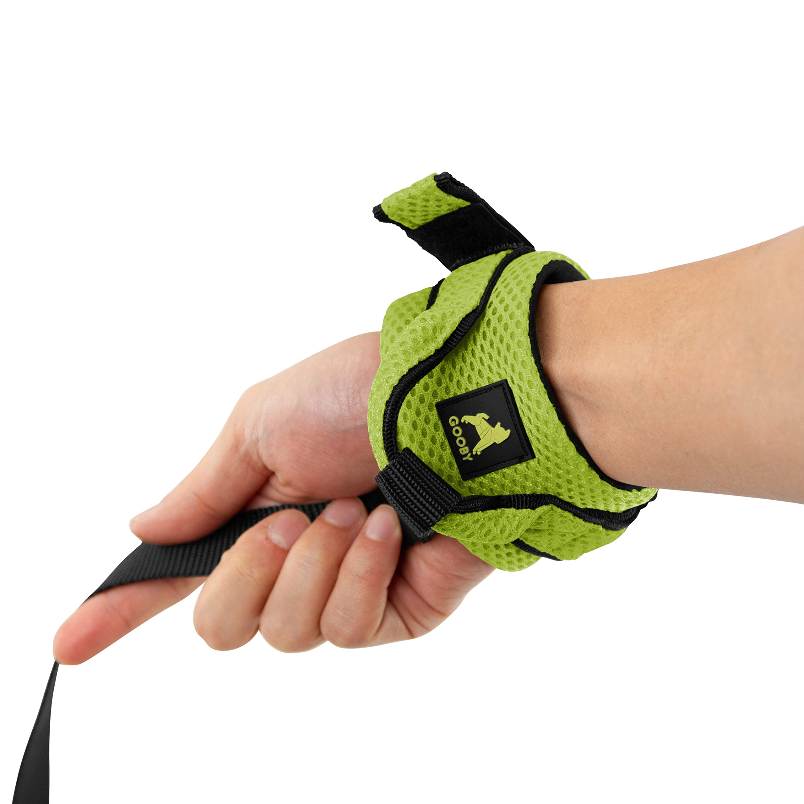 Gooby Soft Mesh Wrist Band Surfer Leash - Green, 6 Ft - Comfortable Hands Free Leash With Elastic Band For Small, Medium And Large Dogs
