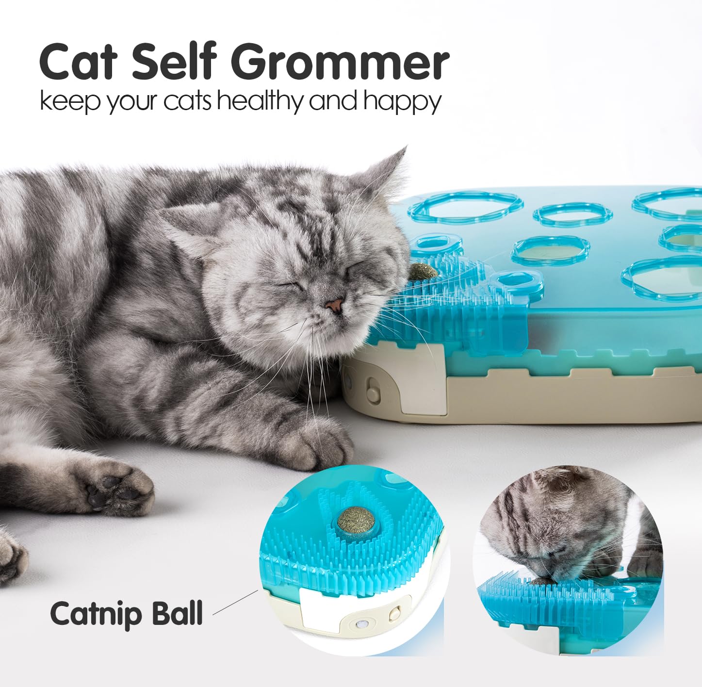 Migipaws 7-in-1 Interactive Cat Toy Motion Activated Indoor Playset with Automatic Pop Bounce Cat Ball, Feather Palm Tree Wand,