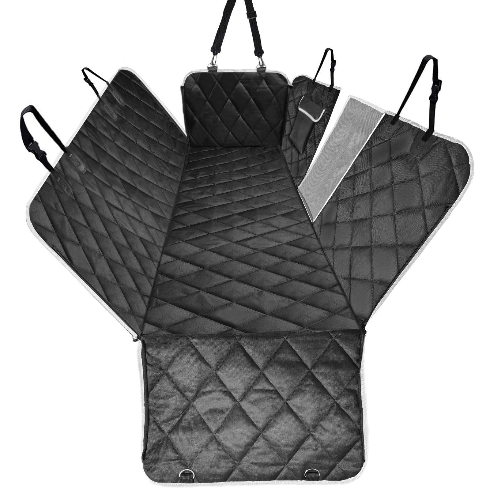 Auldey Dog Car Seat Cover,Waterproof With Mesh Window And Storage Pocket,Durable Scratchproof Nonslip Dog Car Hammock With Universal Size Fits For Cars/Trucks/Suv