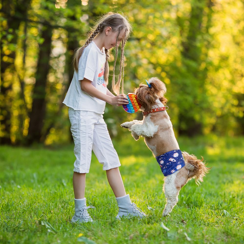 Micooyo Belly Bands For Male Dogs, 3 Pack Reusable Dog Diapers Male For Puppy Doggie, Washable Male Dog Wraps (S, Space)