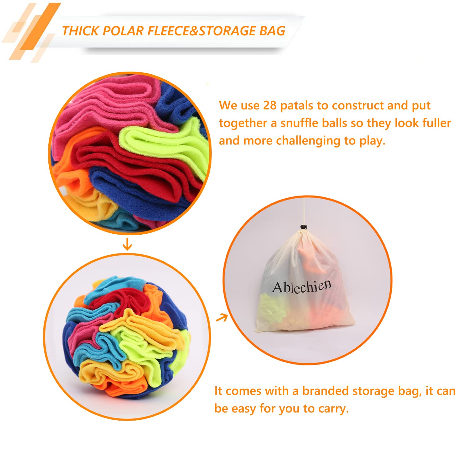 Ablechien Snuffle Ball - Snuffle Ball For Small Dogs, Interactive Dog Toys To Keep Them Busy, Puppy Dog Puzzle Toy With Storage