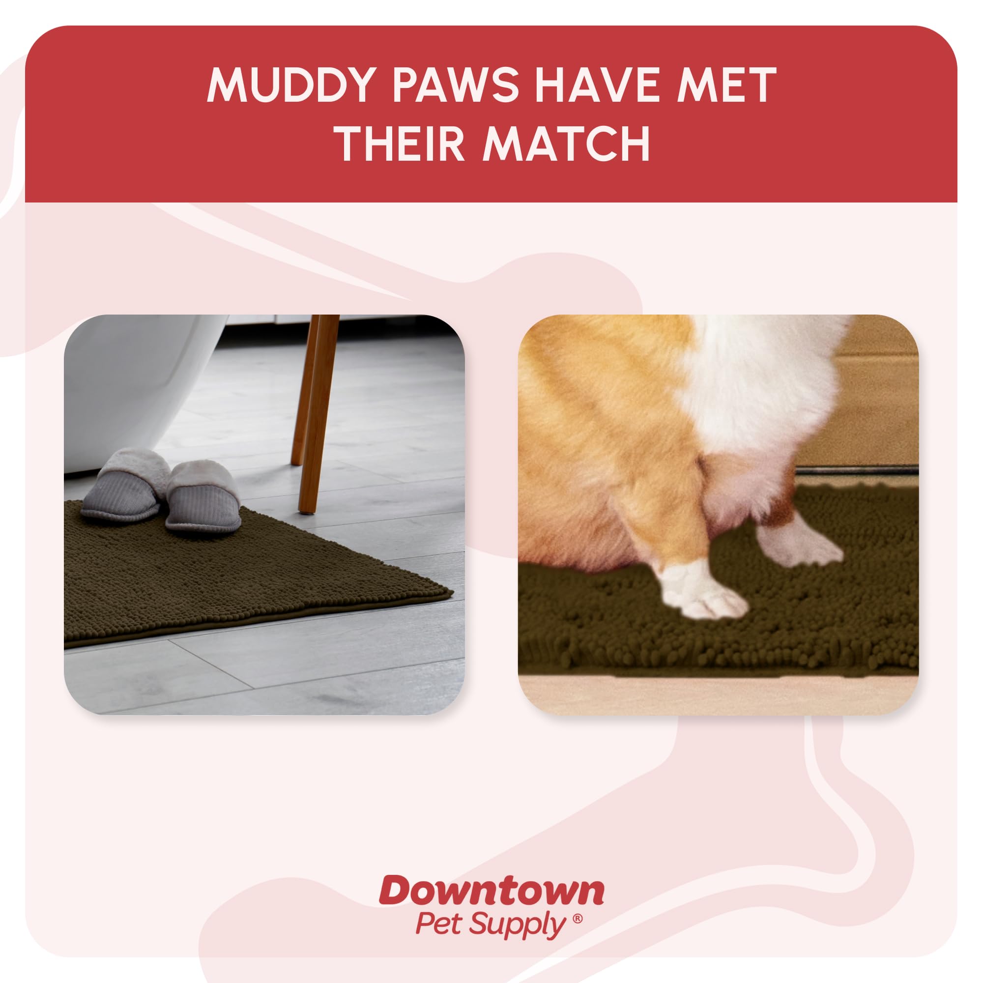 My Doggy Place Microfiber Dog Mat for Muddy Paws, 18 x 24 Brown - Absorbent and Quick-Drying Dog Paw Cleaning Mat, Washer and Dr