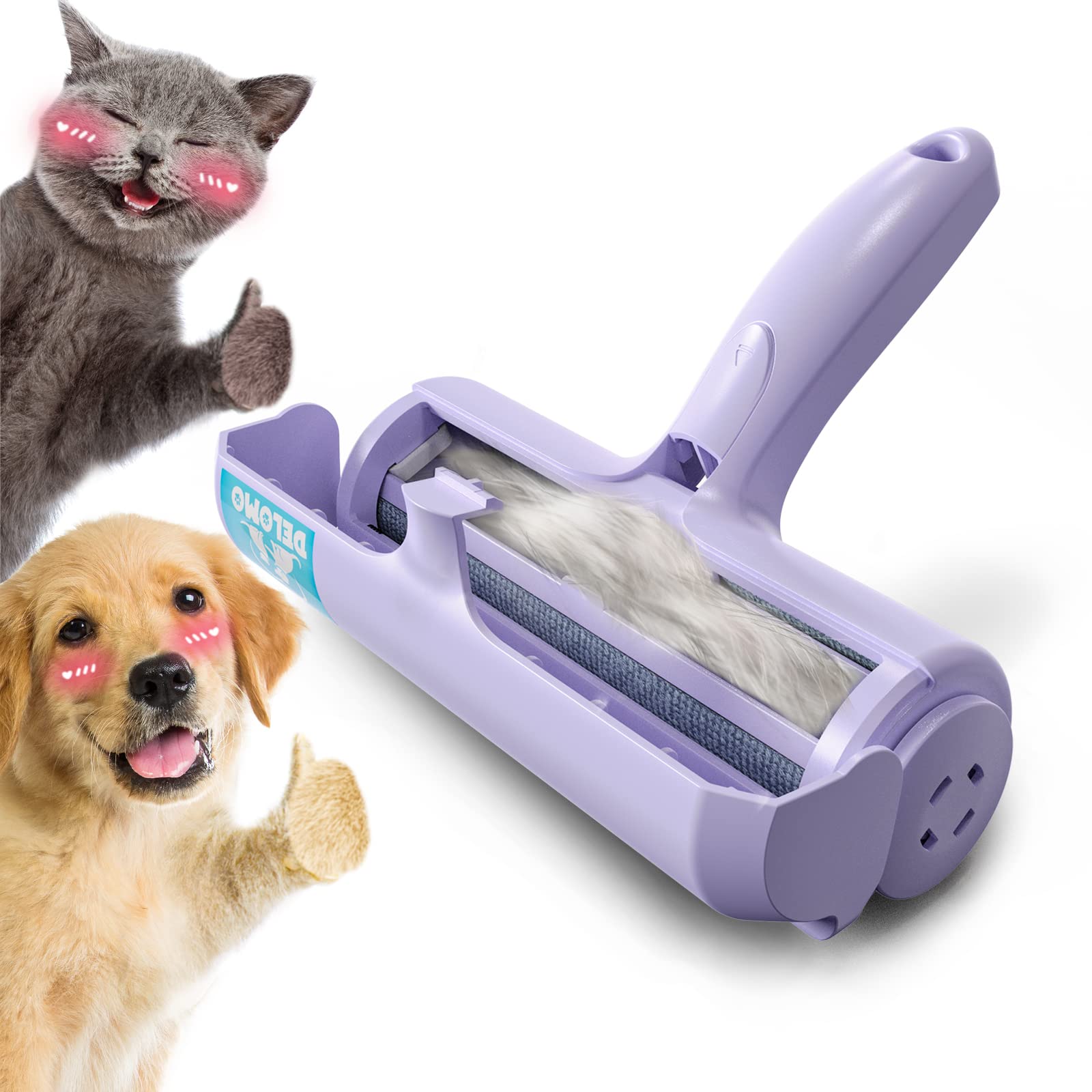 Delomo Pet Hair Remover Roller - Dog & Cat Fur Remover With Self-Cleaning Base - Efficient Animal Hair Removal Tool - Perfect Fo