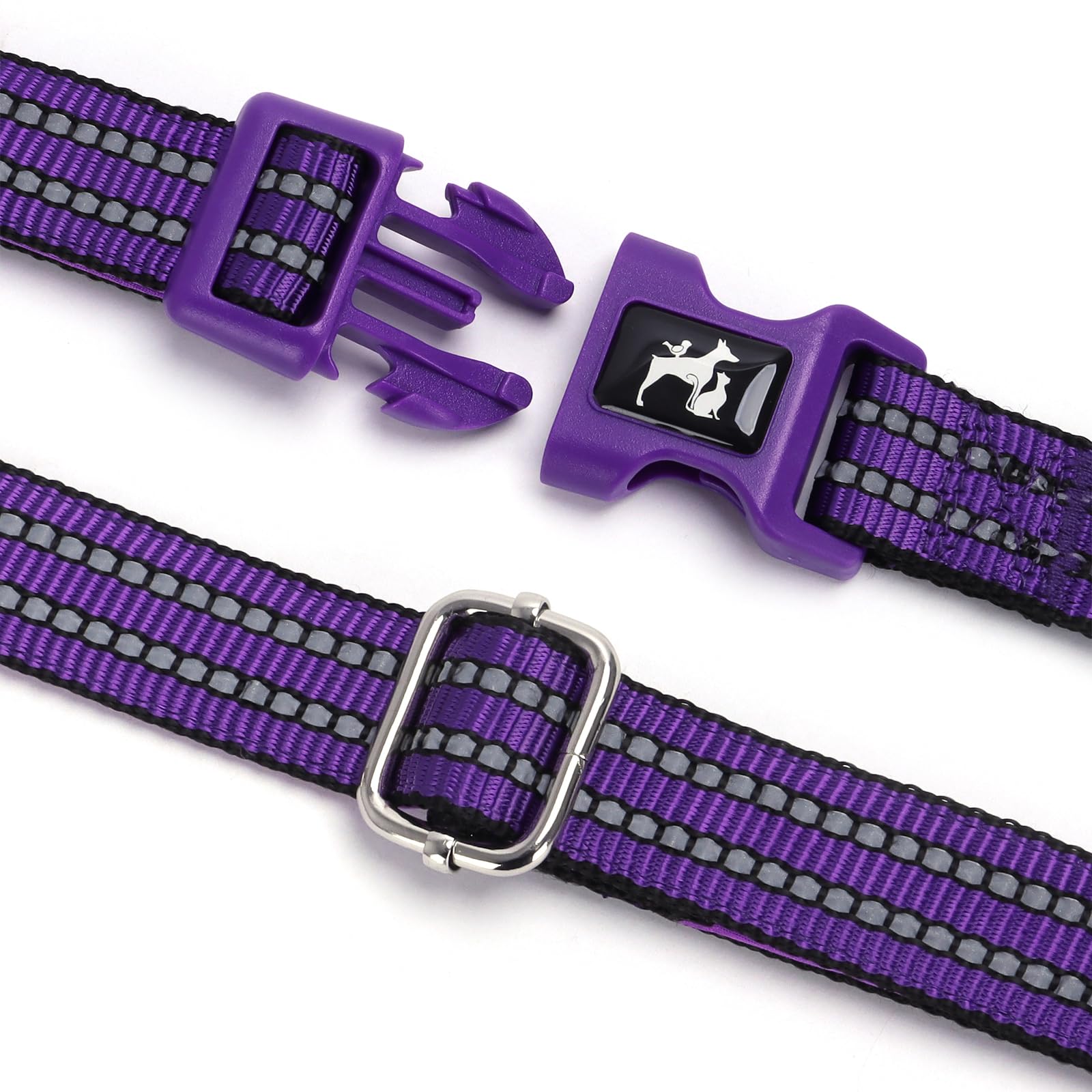 Reflective Dog Collar- Soft Neoprene Padded, Breathable Nylon, Durable & Adjustable - Stylish & Safe For Medium, Large & Extra L