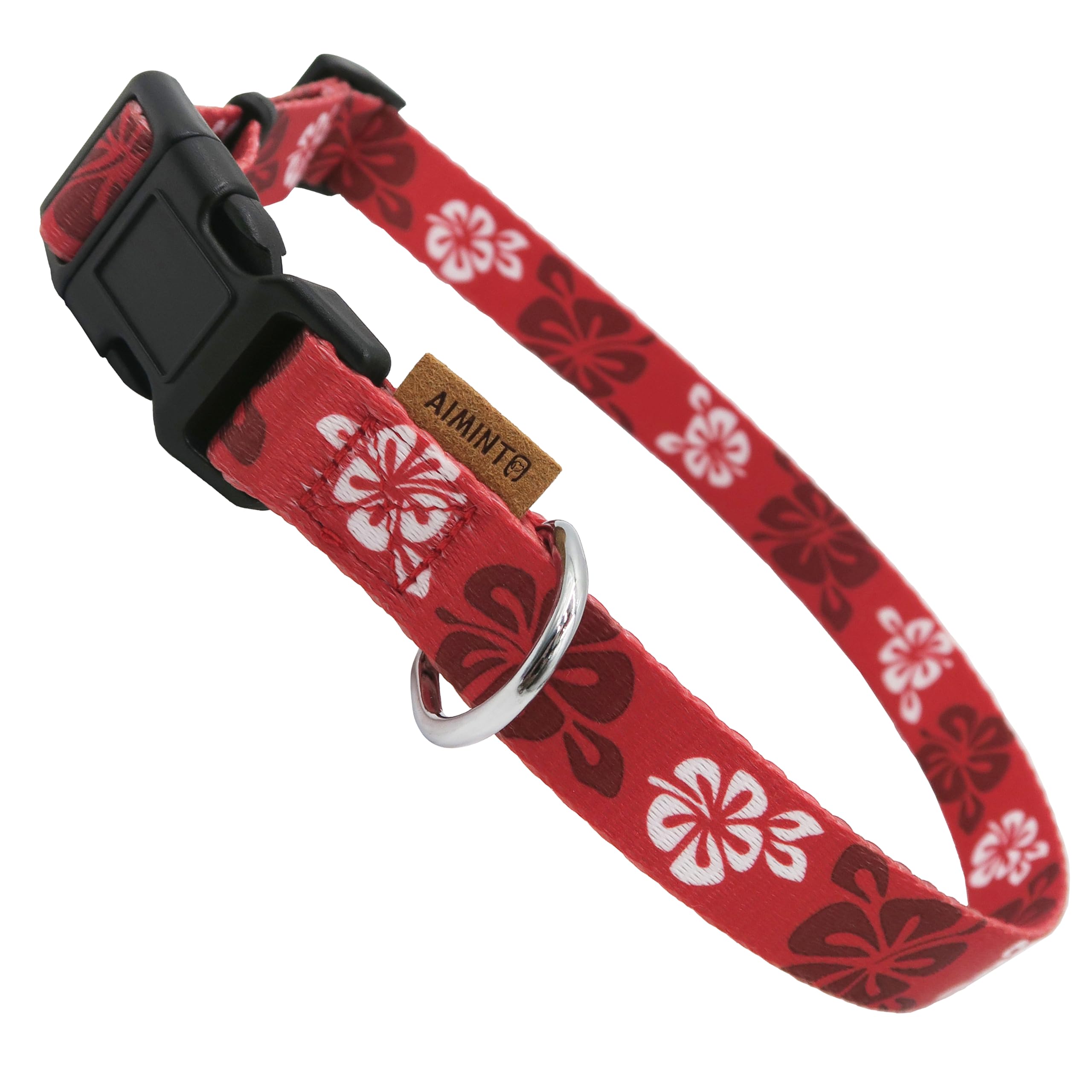Aiminto Dog Collar, Cute Floral Pattern, Soft And Adjustable Collar With Quick Release Buckle (L (Neck 16-28'', Width 1''), Hawa