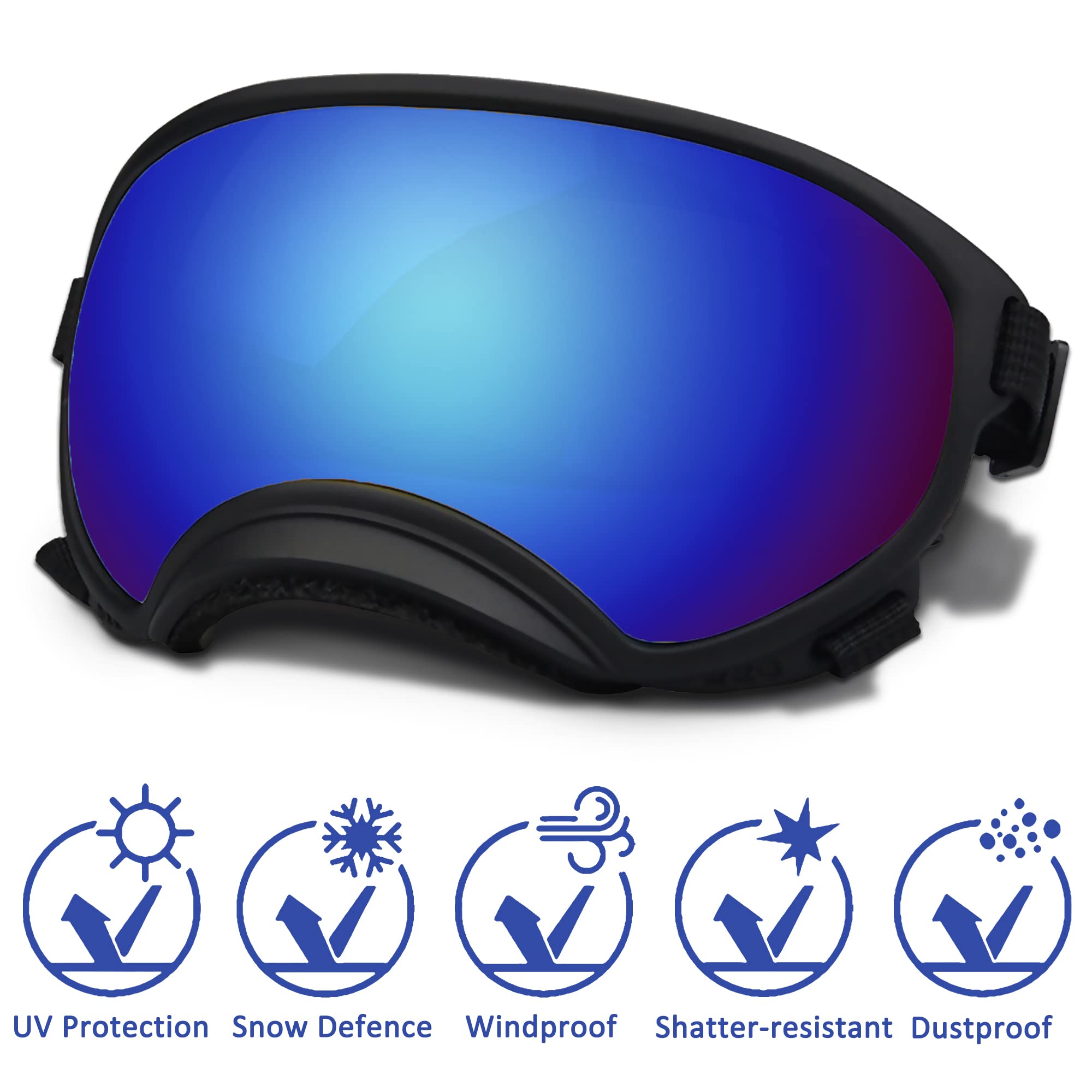 Large Dog Sunglasses With Adjustable Strap Uv Protection, Winproof Dog Puppy Sunglasses, Suitable For Medium-Large Dog Pet Glass