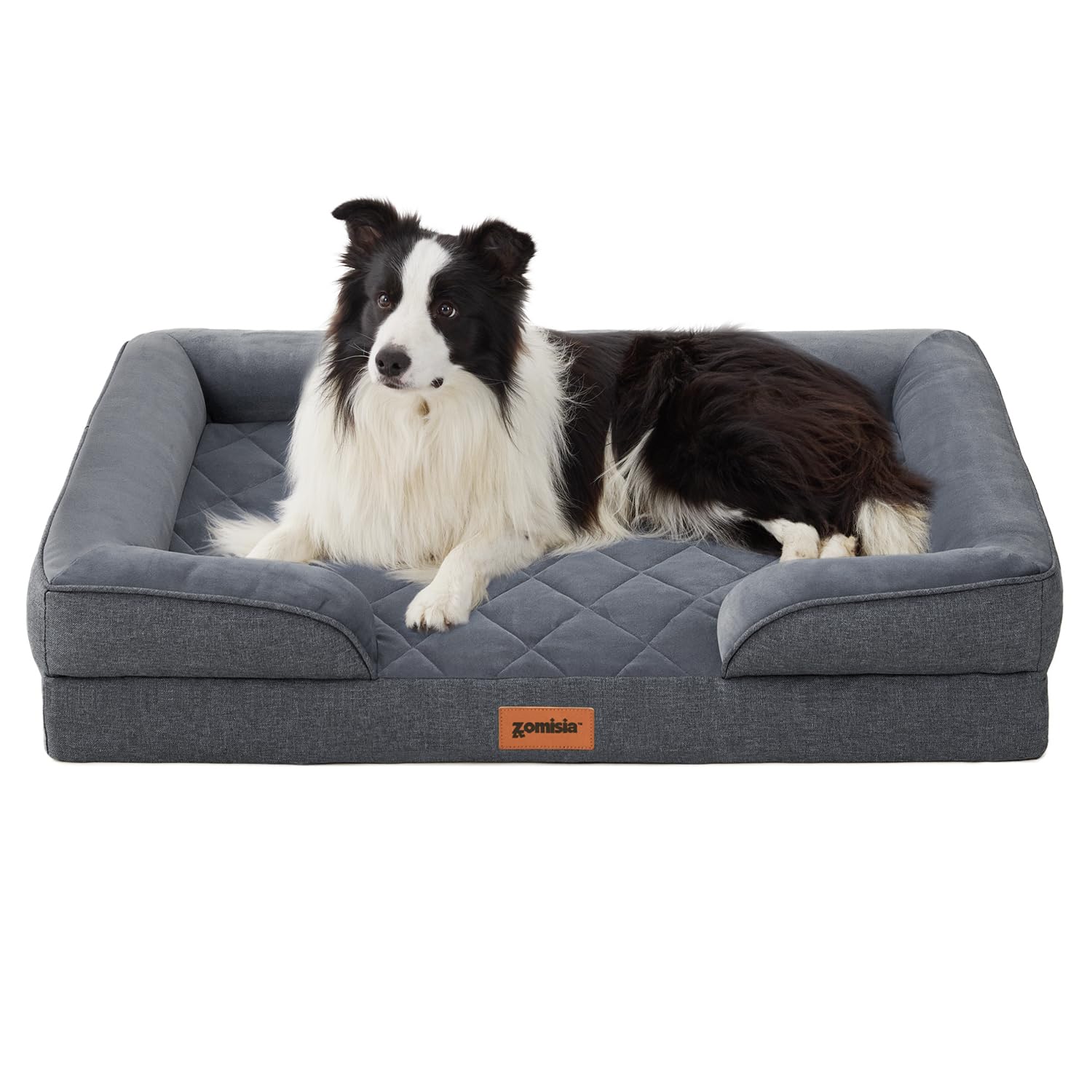 Zomisia Large Dog Bed For Large Sized Dogs, Washable Orthopedic Dog Beds With Bolsters, Memory Foam Pet Sofa With Removable Wate