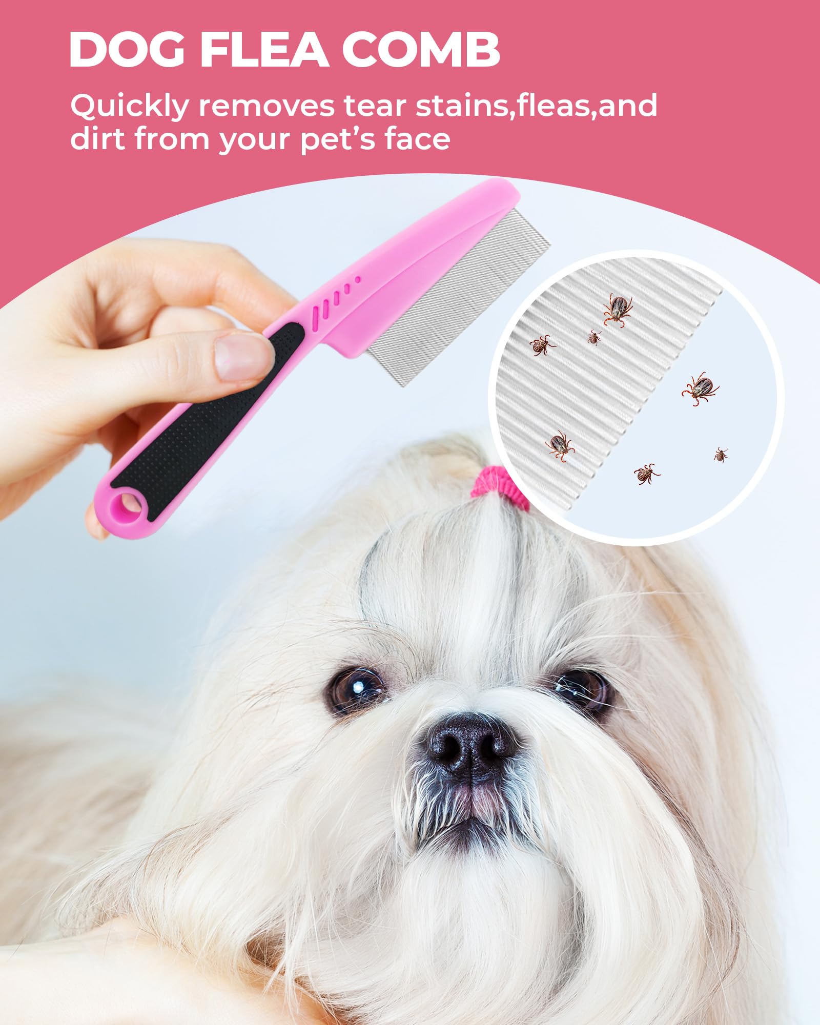 Kueiox Dog Brush For Shedding Grooming,6 Pack Long-Pin Brush Set For Long Haired Dog Cat Goldendoodles Poodles Doodles Pink