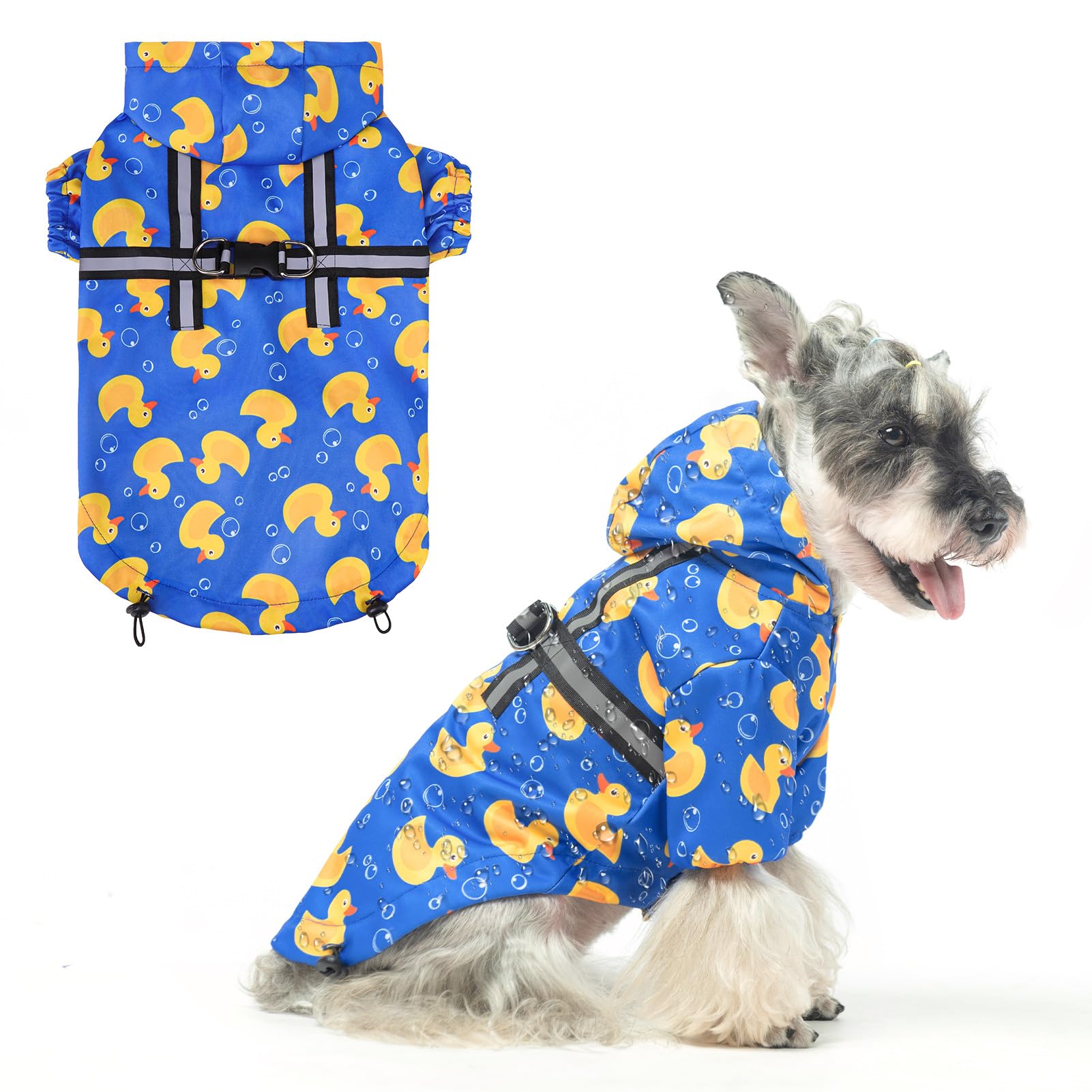 Beautyzoo Dog Raincoat Hooded With Harness Built-In, Slicker Poncho, Waterproof Dog Rain Coat For Winter Rainy Snowy Days, Yello