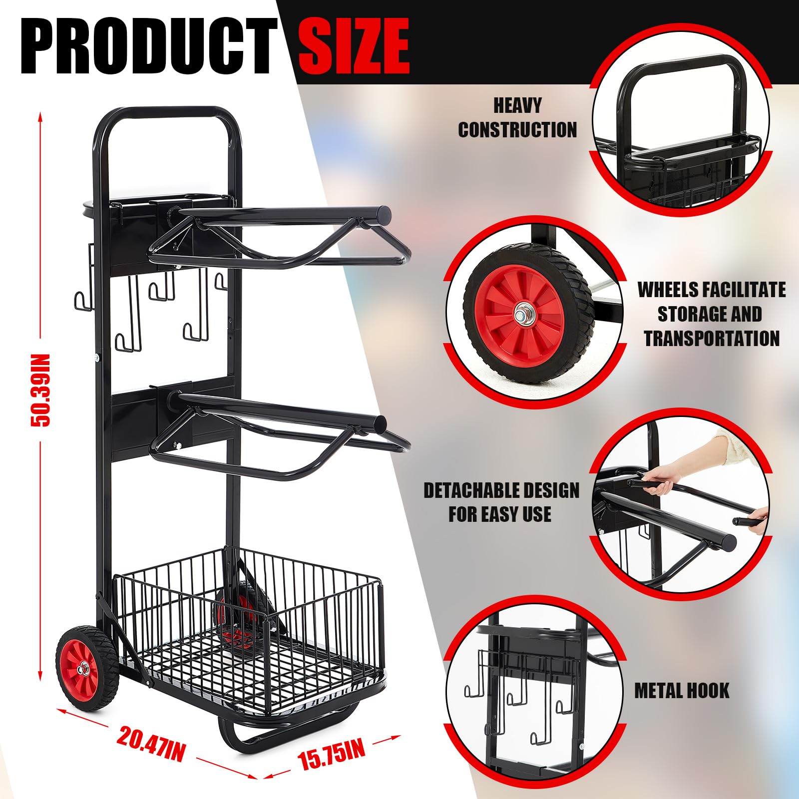 Daisyinner Rolling Saddle Cart With Wheel Saddle Rack Dolly Heavy Duty Horse Equipment Cart Foldable Horse Tack Cart For Storage