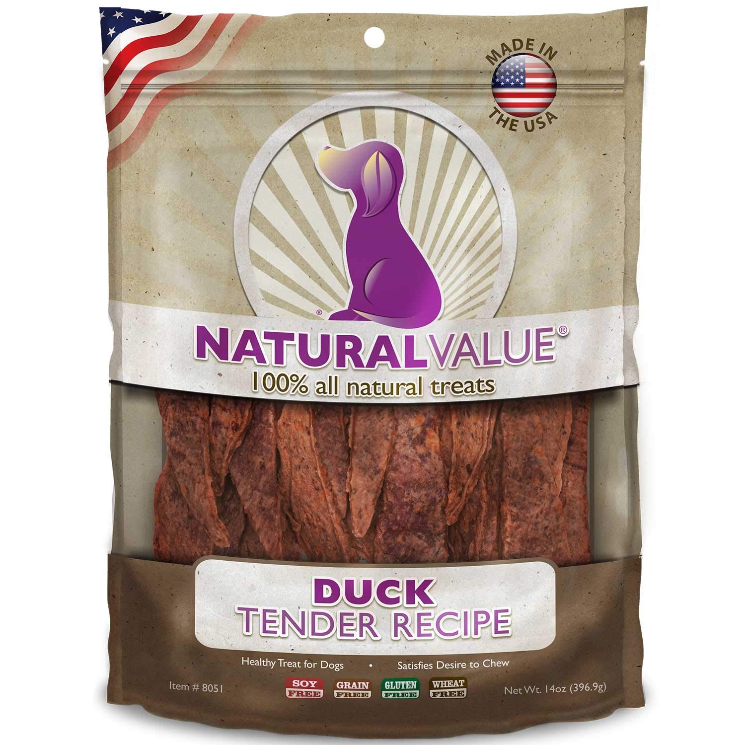 Loving Pets Natural Value All Natural Soft Chew Duck Tenders Dog Treat, 14-Ounce (8051)