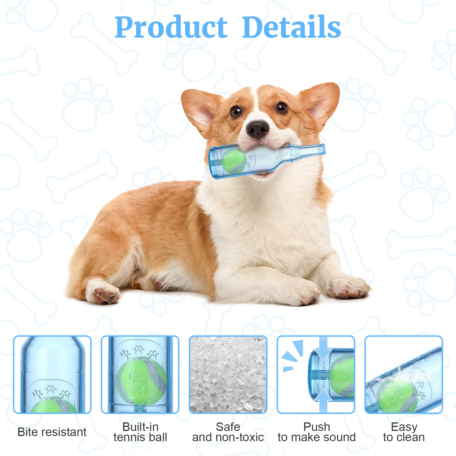 Heygueo Water Bottle Dog Toy For Aggressive Chewers,Ball In Bottle Rubber Dog Toy,Cute Interactive Pet Rubber Cruncher For Dogs