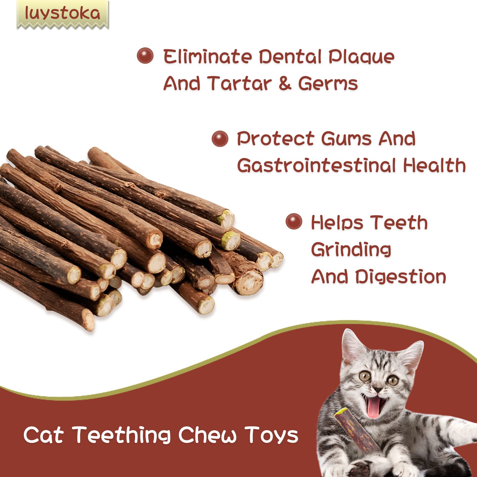 Luystoka Cat Toys - Silvervine & Matatabi Catnip Toys, 10Pcs Indoor Kitty Chew Sticks & Wand Toys For Bored Cats