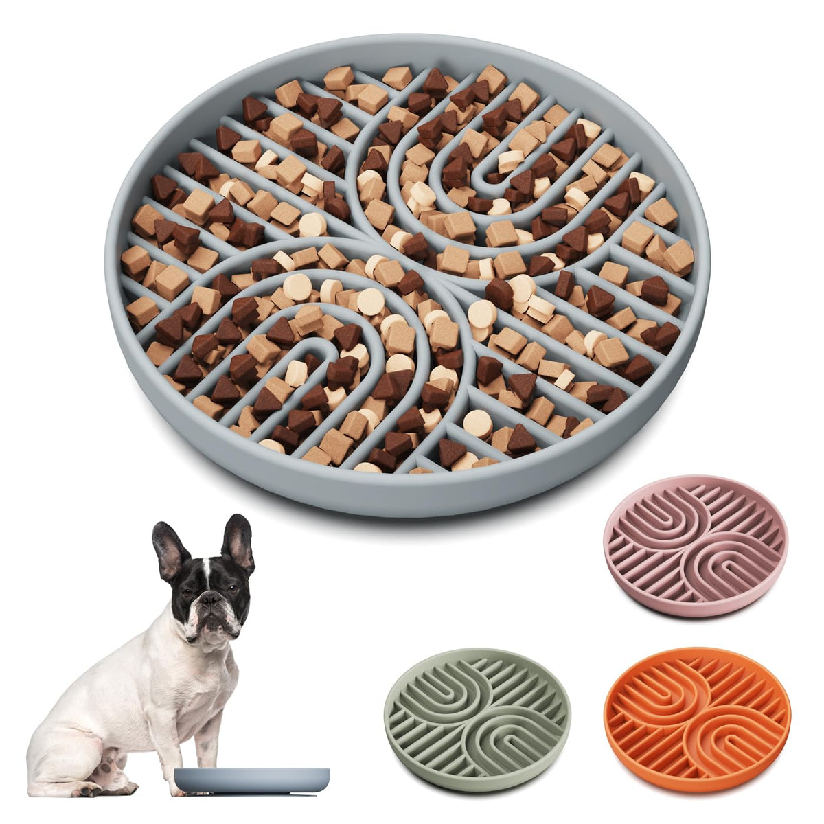 AXEFUN Slow Feeder Dog Bowls, Silicone Slow Feeder for Dogs & Puppies, Dog Puzzle Bowl with Suction Cup for Anxiety Relief, Slow