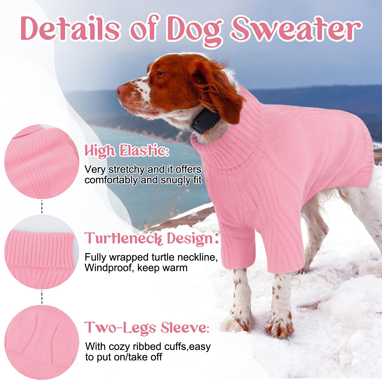 Iecoii Extra-Large Dog Sweater 4Xl,Christmas Dog Sweaters For Extra Large Dogs Girl Boy,Turtleneck Knitted Knitwear Easy On Dogg