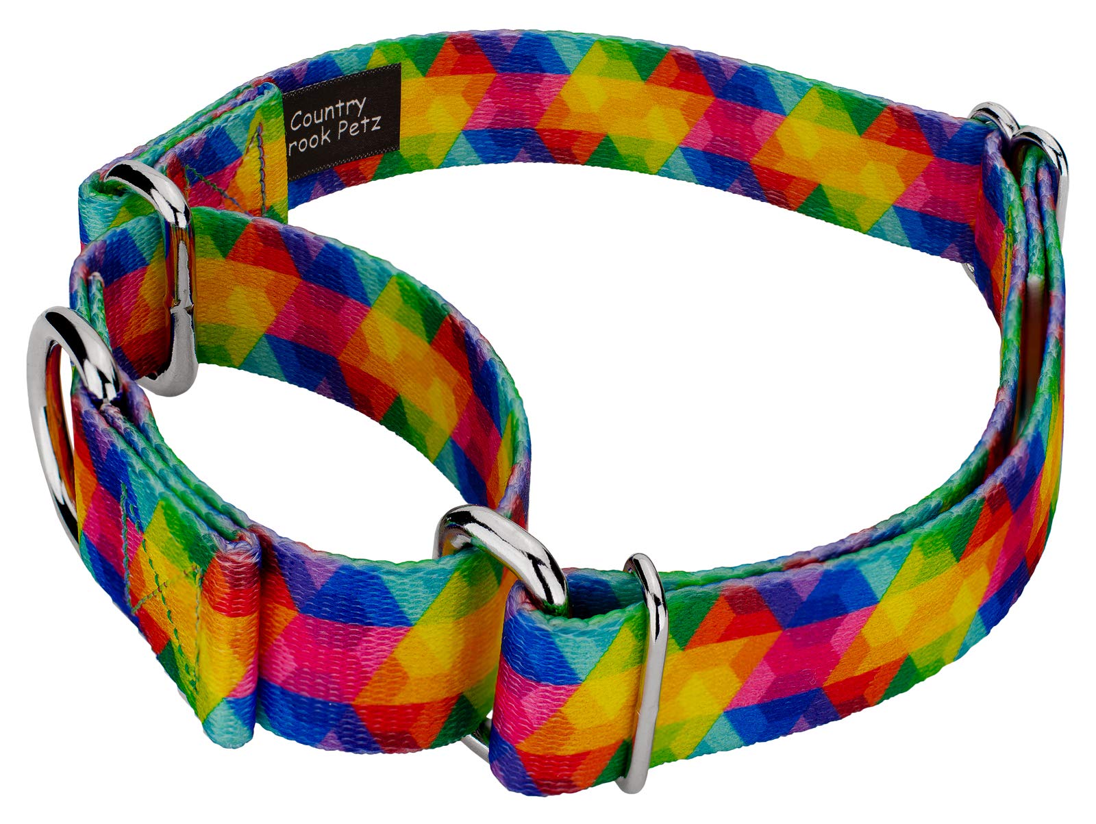 Country Brook Petz - Kaleidoscope Martingale Dog Collar - Groovy Collection Featuring Far Out Designs (1/2 Inch, 2XS)