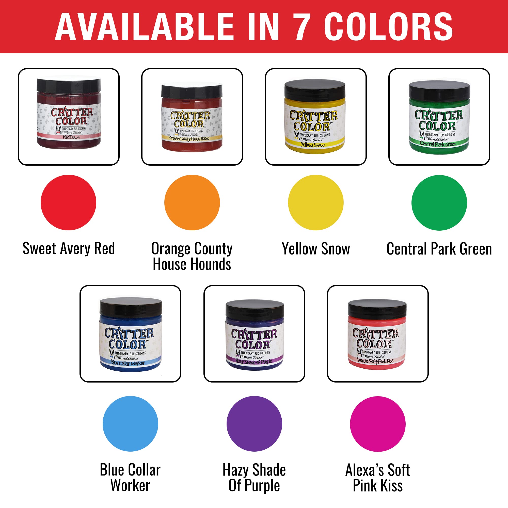 Warren London Critter Color Temporary Pet Fur Coloring Easy to Use- 7 Colors- Made in USA- Blue