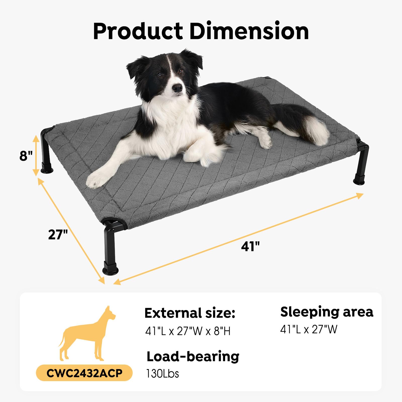 Veehoo Warm Plush Elevated Dog Bed - Raised Pet Bed With Heavy Duty Frame, Non-Slip Silicon Feet, Washable & Breathable Dog Cot,