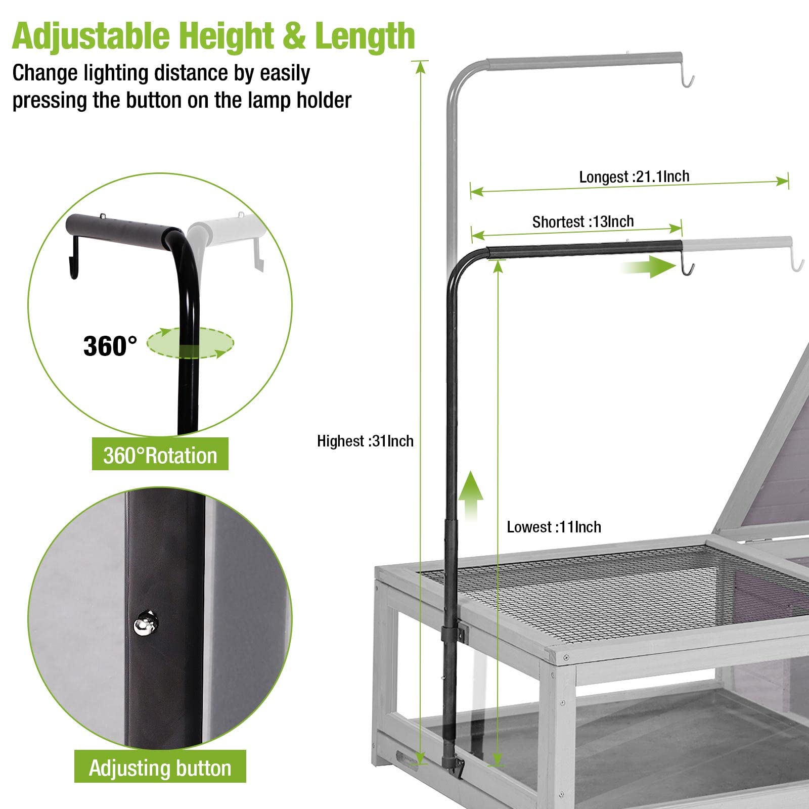 Medehoo Tortoise Habitat Indoor Tortoise Enclosure Large Wooden Turtle House Outdoor Small Animals Reptile Cage, Two Trays, Ligh