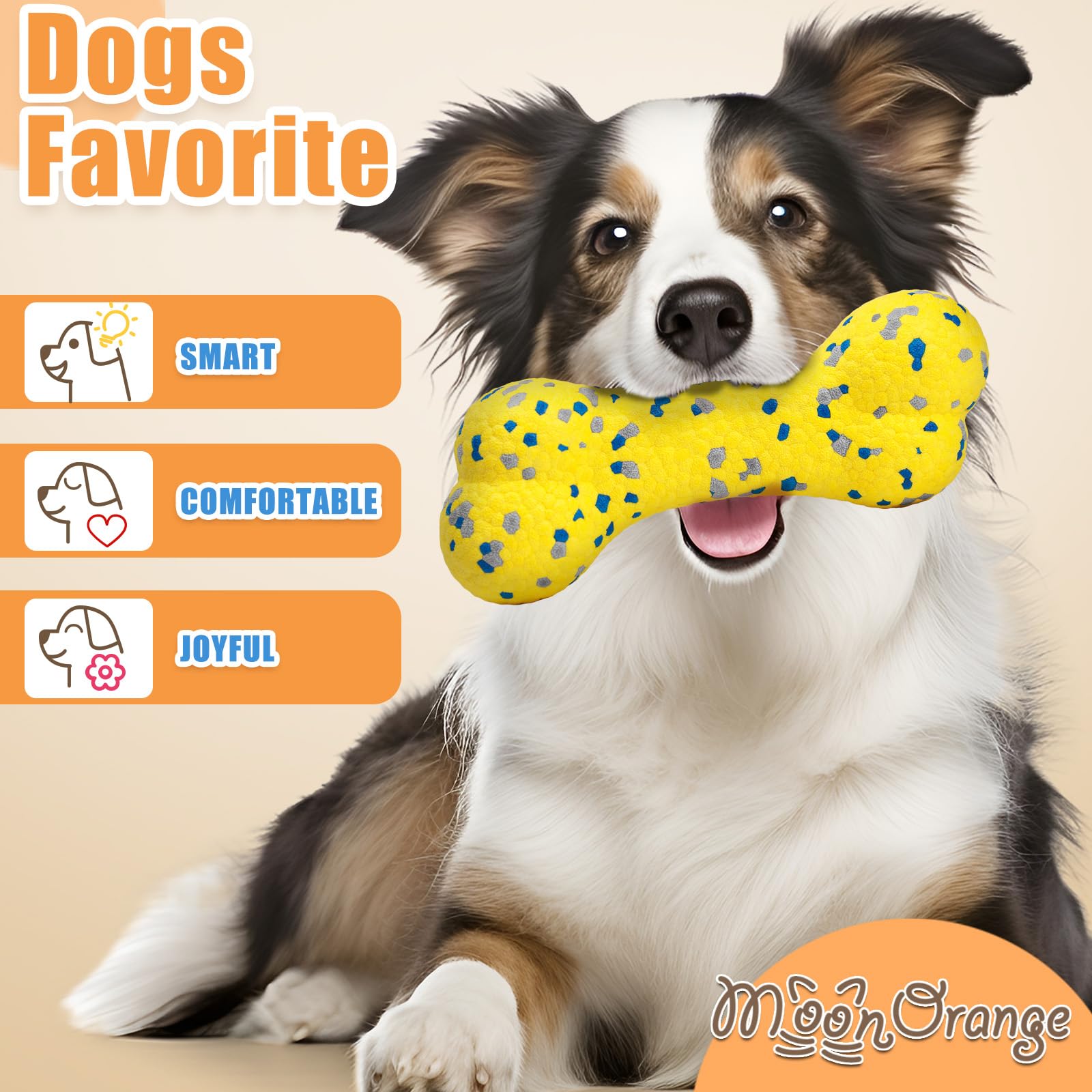 Moonorange 2Pcs Upgrade Bone Dog Balls+Rugby Dogs Toys For Aggressive Chewers, Indestructible Tennis Balls For Dogs (Blue+Yellow