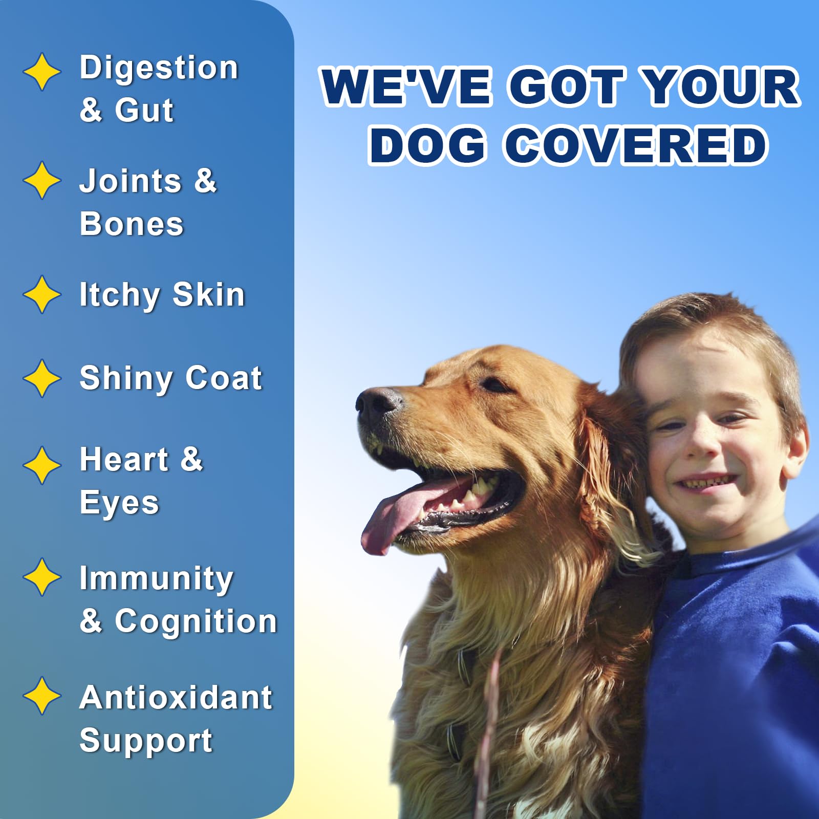 Dog Vitamins, Dog Multivitamin Powder, with Probiotics, Glucosamine, Omega 3, Support Gut, Joint & Mobility, Itch Skin & Coat, M