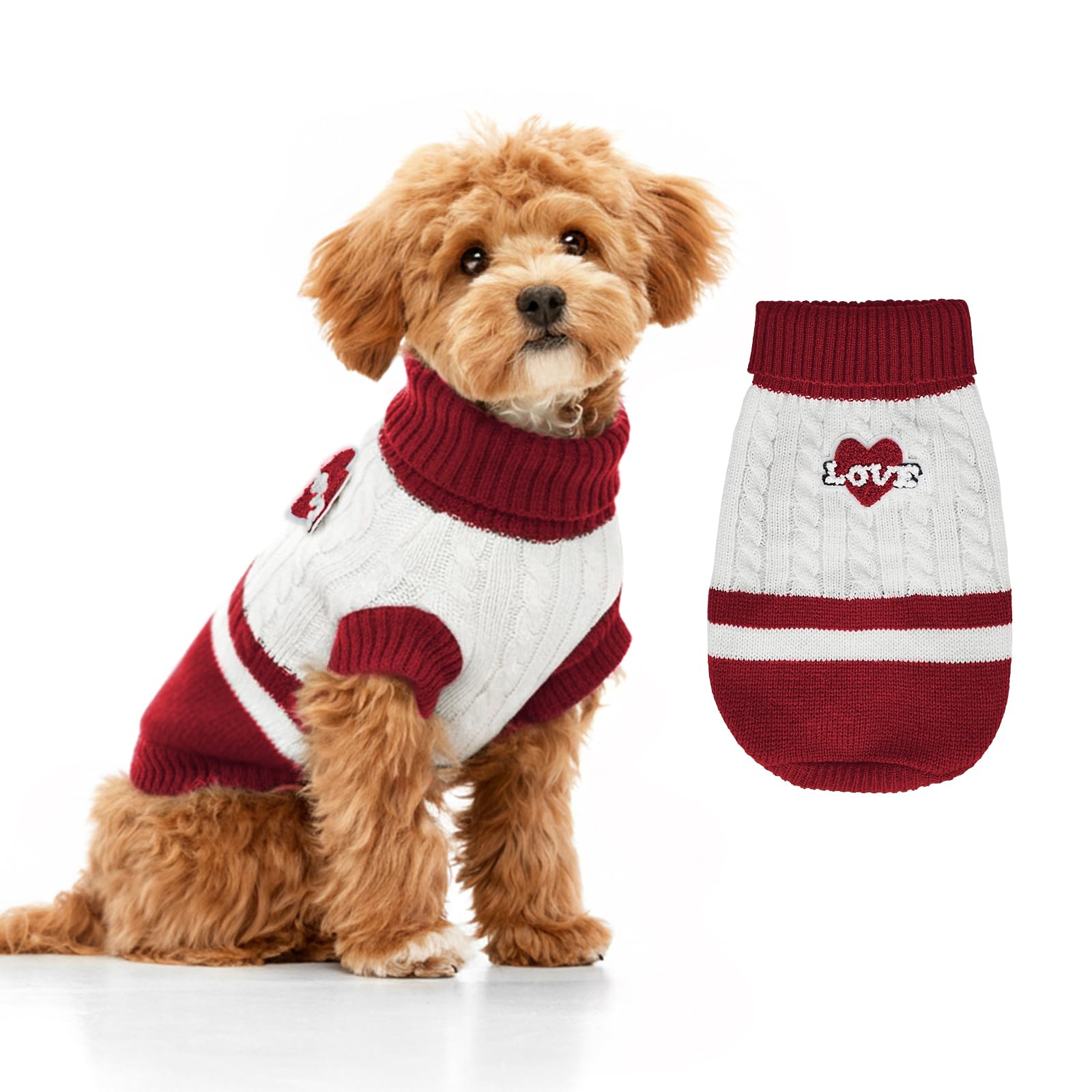 Dog Sweater Knitted for Small to Large Dogs Boy Girl, Classic Turtleneck Dog Christmas Sweaters, Warm & Soft Pet Clothes for Win