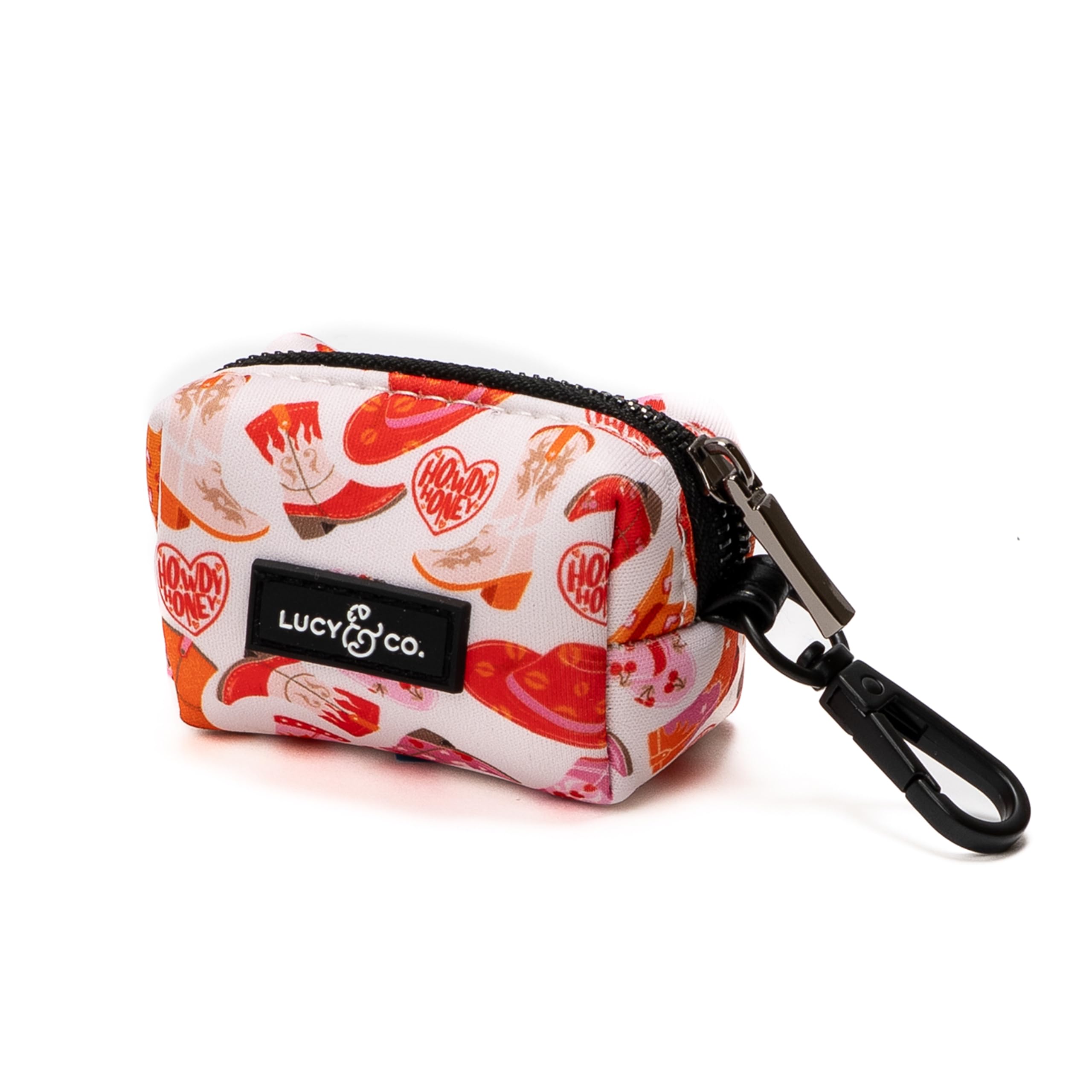 Lucy & Co. Dog Poop Bag Holder - Leak Proof Dispenser with Leash Attachment - Easy Refills - Hygienic Pet Poop Pickup - Pink Ora