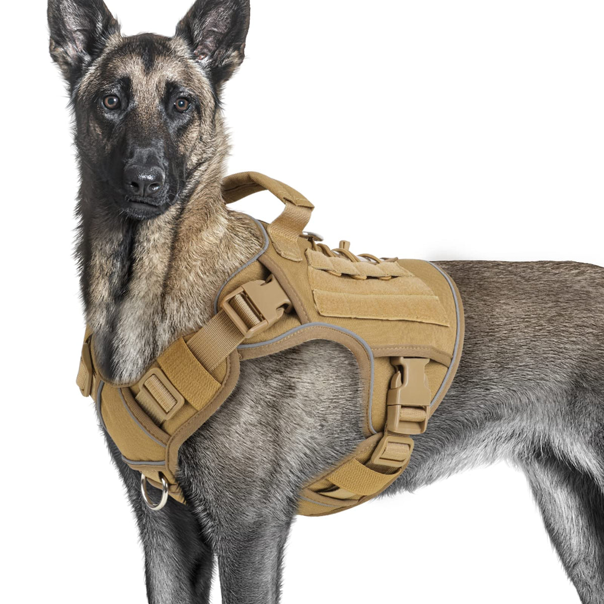 Tactical Dog Harness Vest With Handle For Large Medium Dogs No Pull Adjustable Reflective K9 Military Service Pet Harnesses For Walking Hiking Training (M)