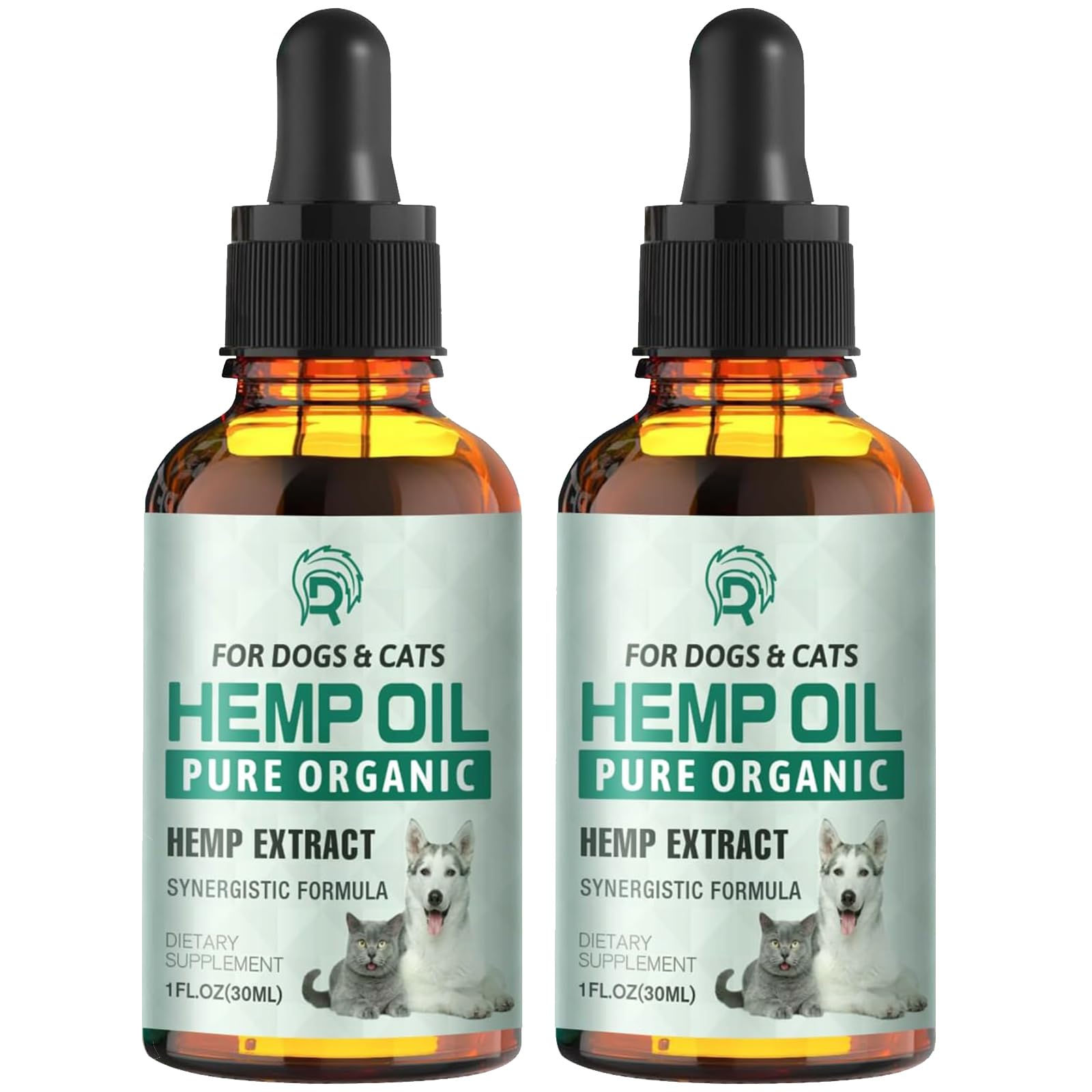 2 Pack Hemp Oil for Dogs and Cats - Anxiety Stress Sleep Allergies Arthritis Seizures Pain Relief - Promotes Skin Hip Joint Heal