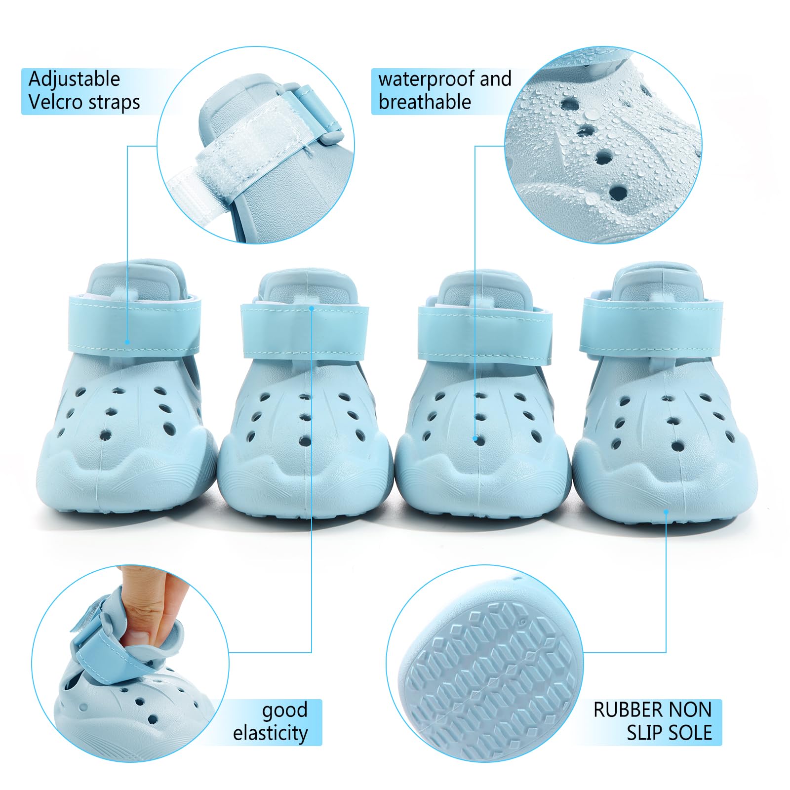 Dogoys Dog Shoes, Dog Sandals For Hot Pavement, Non-Slip Waterproof Dog Booties For Winter Snowy Day And Summer, Adjustable Stra