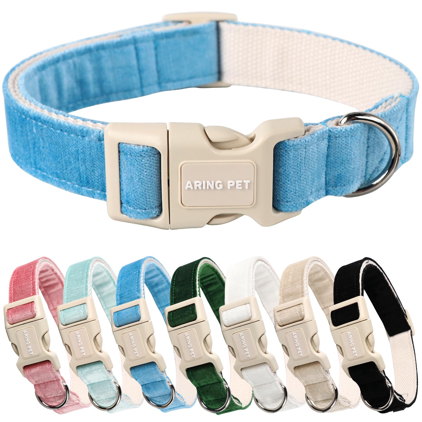 Aring Pet Dog Collar-Adjustable Cotton Small Dog Collars, Lightweight Comfortable Blue Pet Collars With Quick Release Buckle For