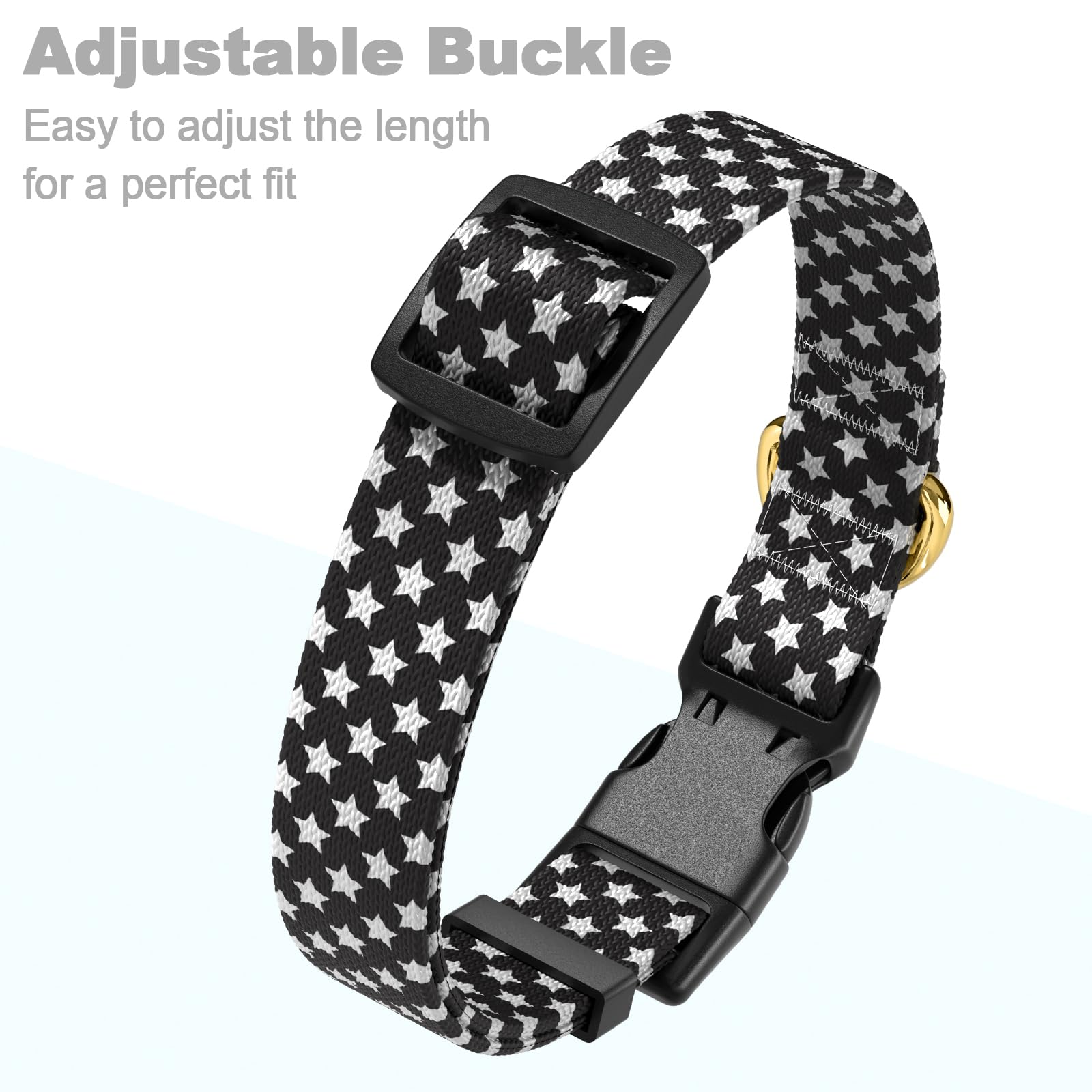 Rnivvi Dog Collar For Medium Dogs, Cute Heavy Duty Adjustable Puppy Collar With Quick Release Buckle For Boy Girl & Female, Pet