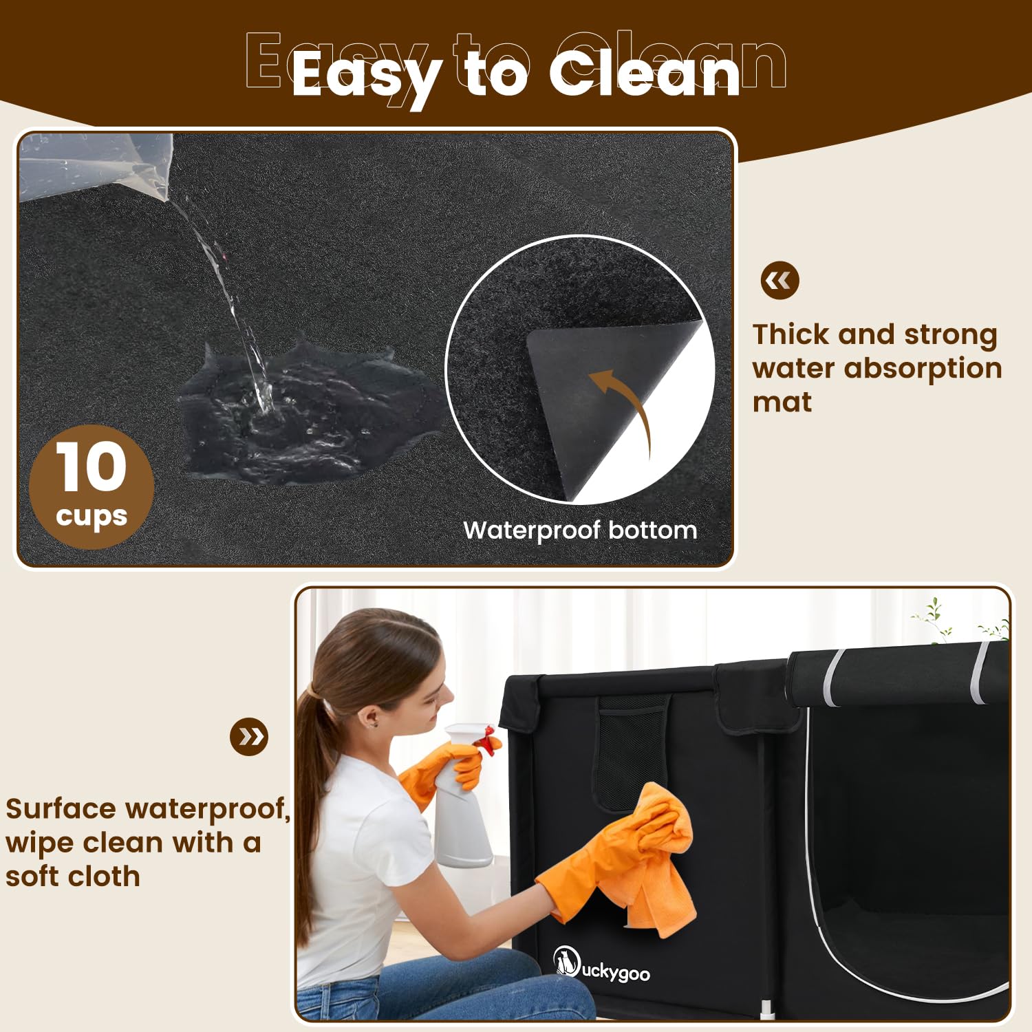 Duckygoo Whelping Box for Dogs - 50L*50W*25H Dog Whelping Play Pen for Puppies,Pet Whelping Box Overall 600D Oxford Fabric with