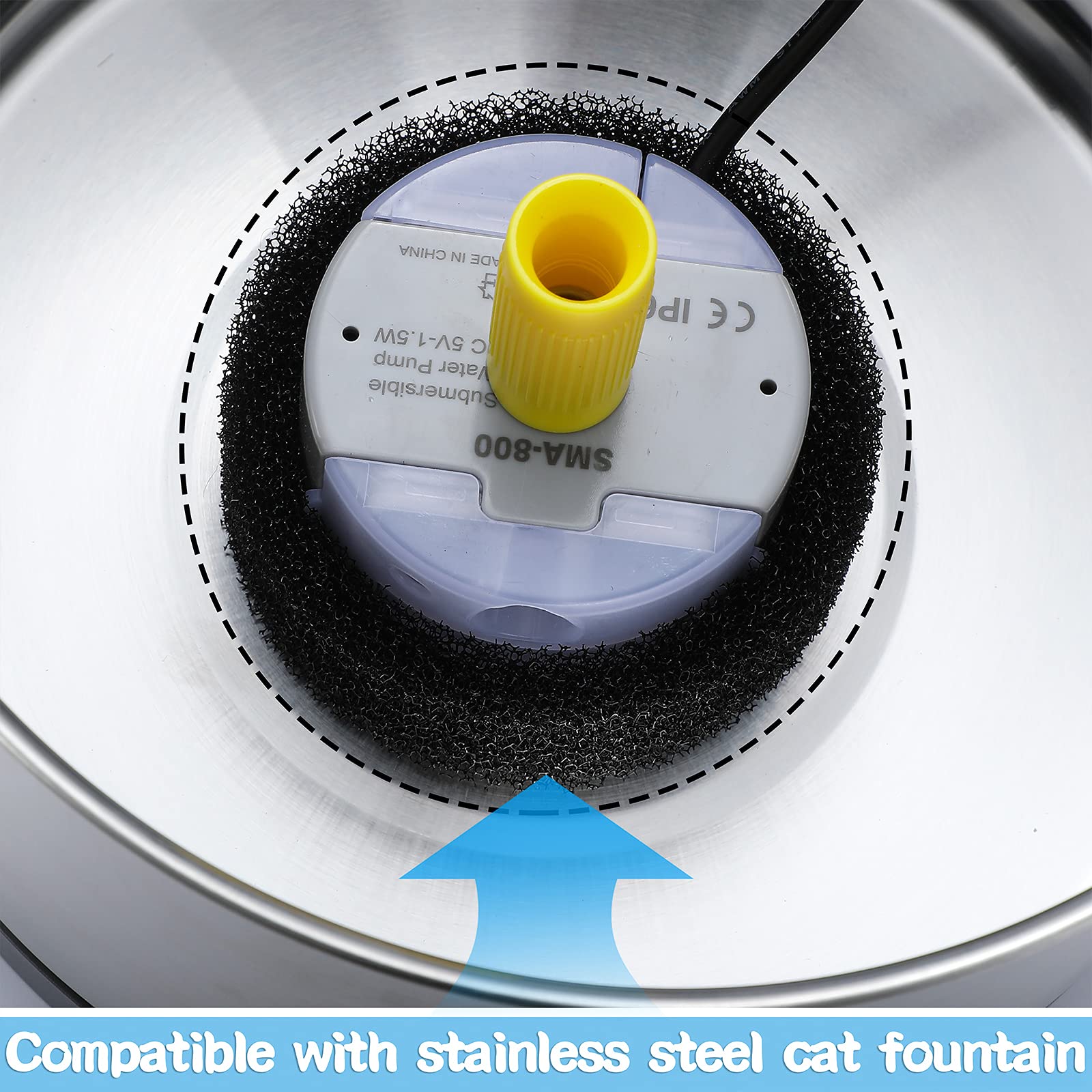 Enhon 16 Pieces Pet Fountain Foam Filters Round Sponge Black Filter Foam Cat Fountain Replacement Filter For 2.5 L/ 84 Oz Stainless Steel Cat Pet Drinking Water Stay Healthy Clean(16 Pieces)