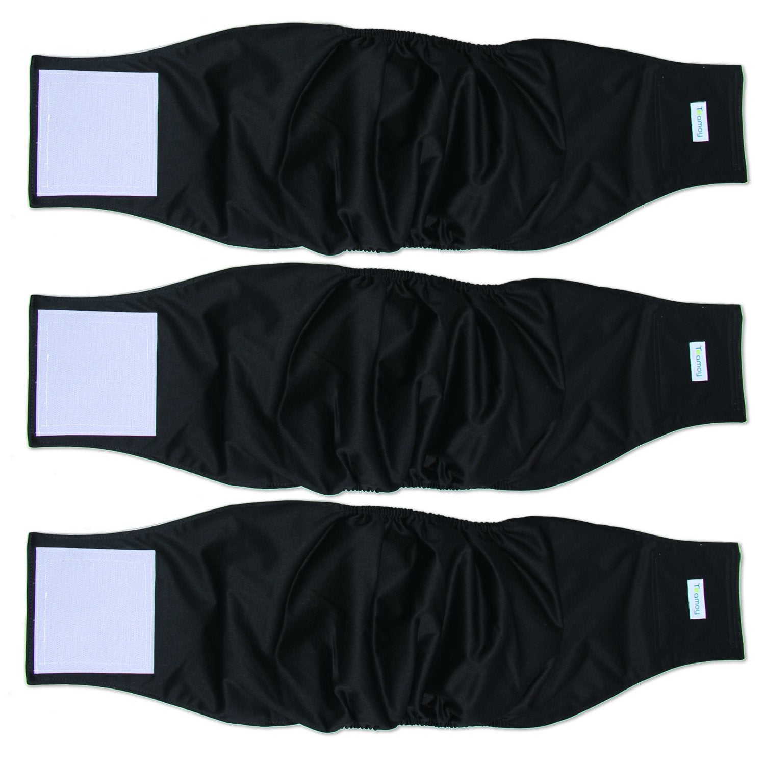 Teamoy 3 Pack Male Dog Diaper Wrap, Washable Puppy Belly Bands, Super-Absorbent and Comfortable(XL,25''-29''Waist, Black)